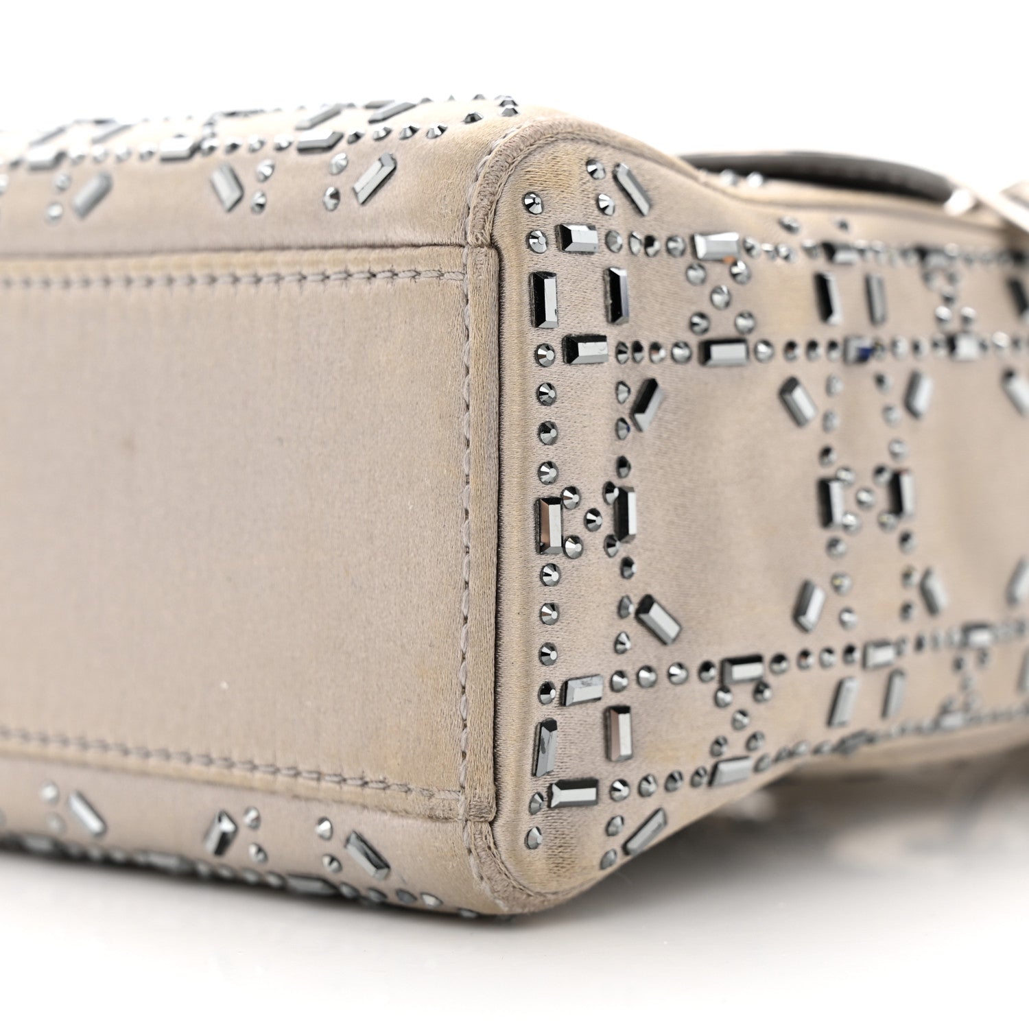 Christian Dior Satin Crystal Cannage Mini Lady Dior Gray 10 of 22