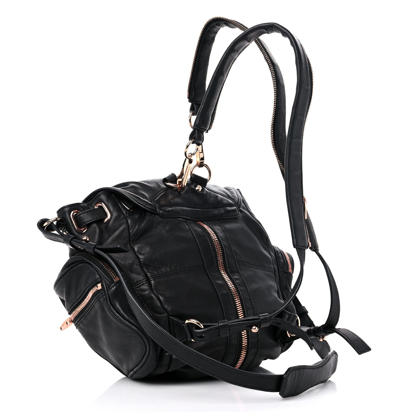 Lambskin Marti Backpack Washed Black Rose Gold Hardware