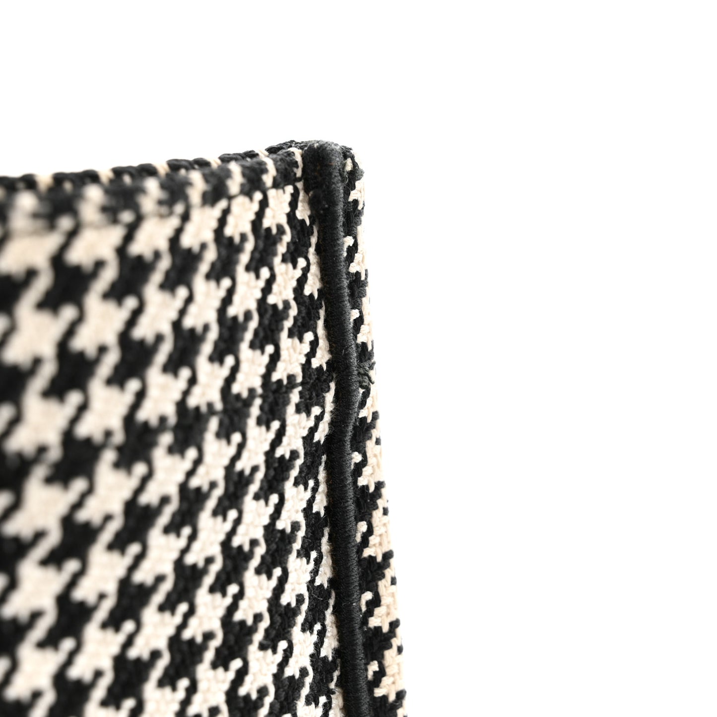 Canvas Houndstooth Embroidered Medium Book Tote Black White