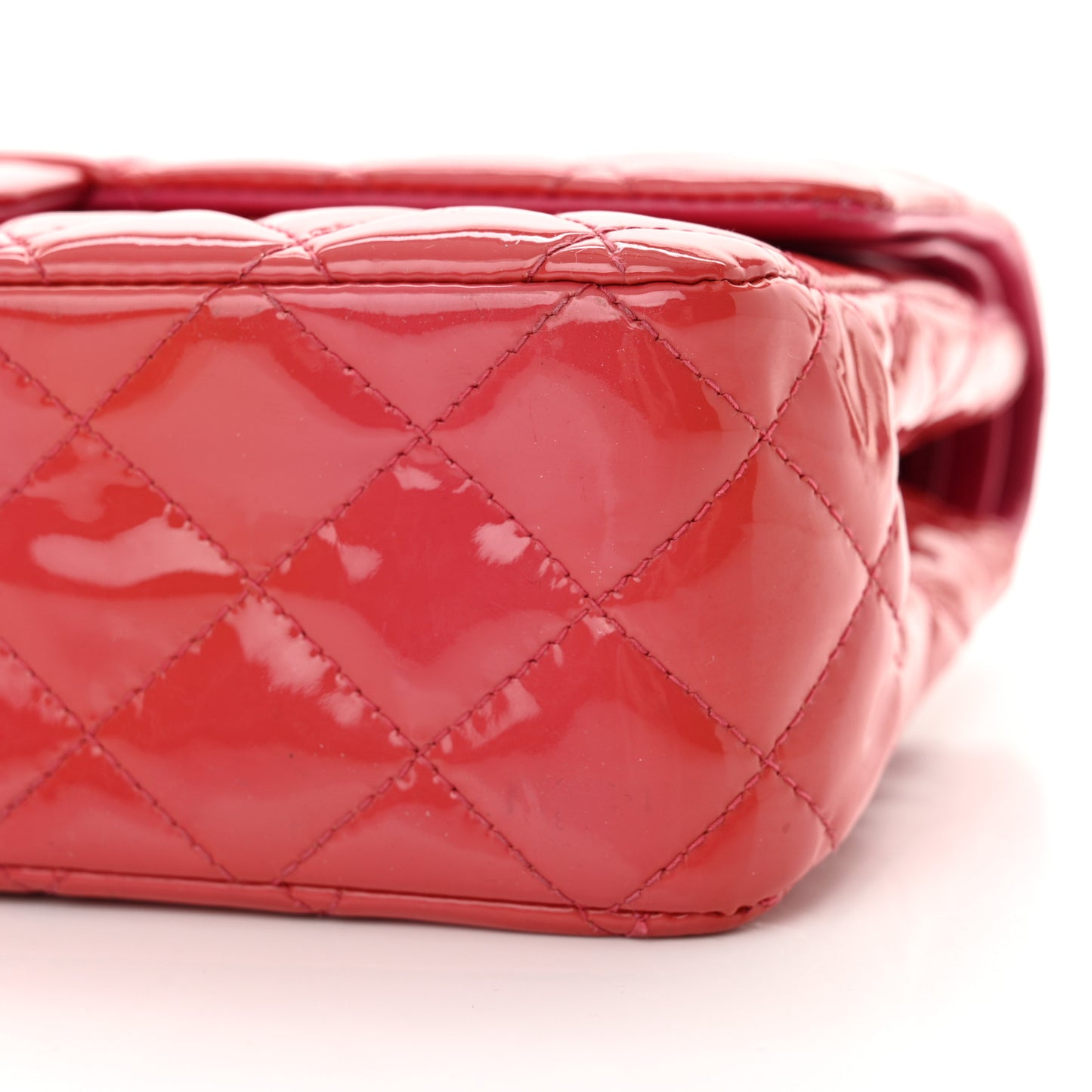 Patent Quilted Medium Double Flap Dark Pink