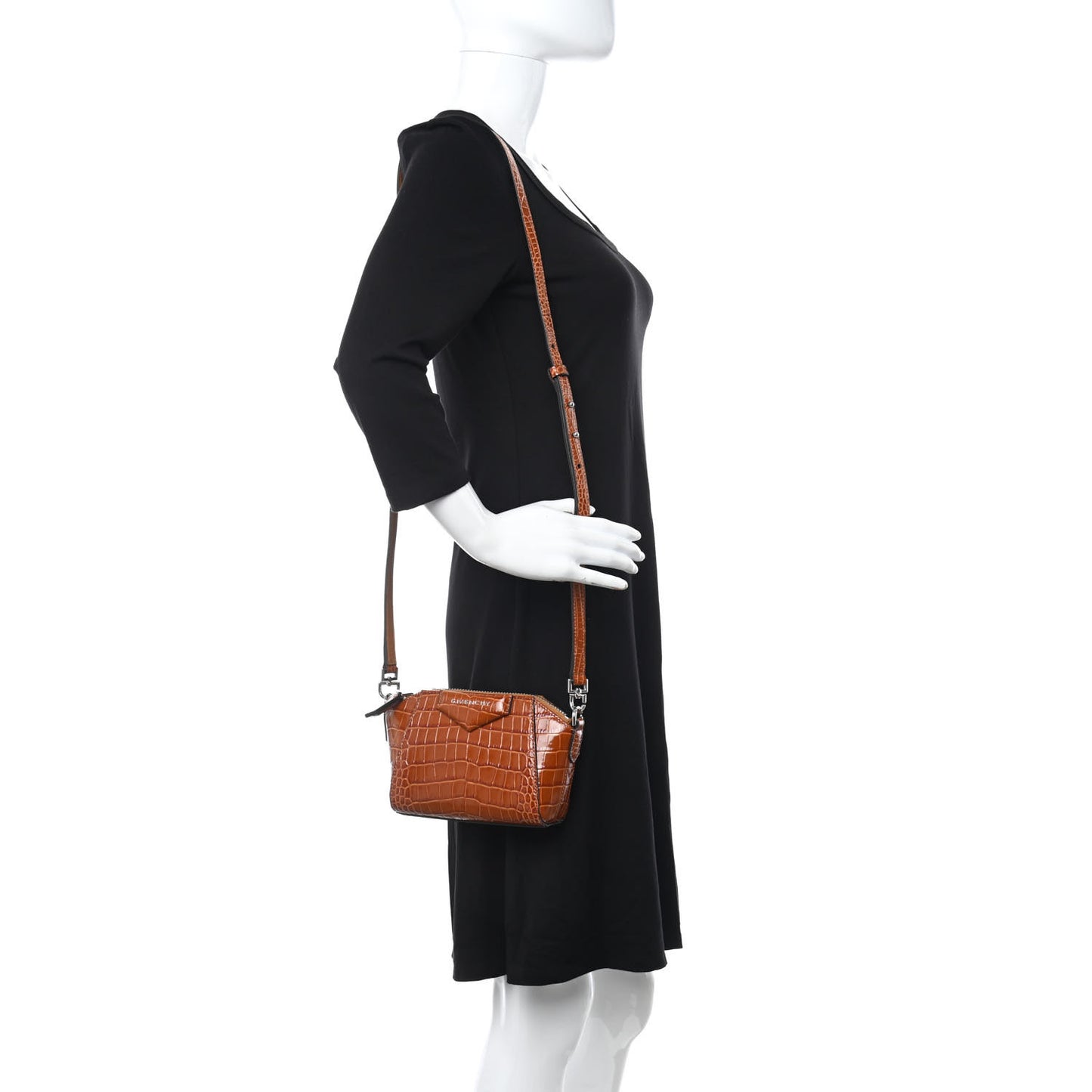 Calfskin Crocodile Embossed Nano Antigona Tan