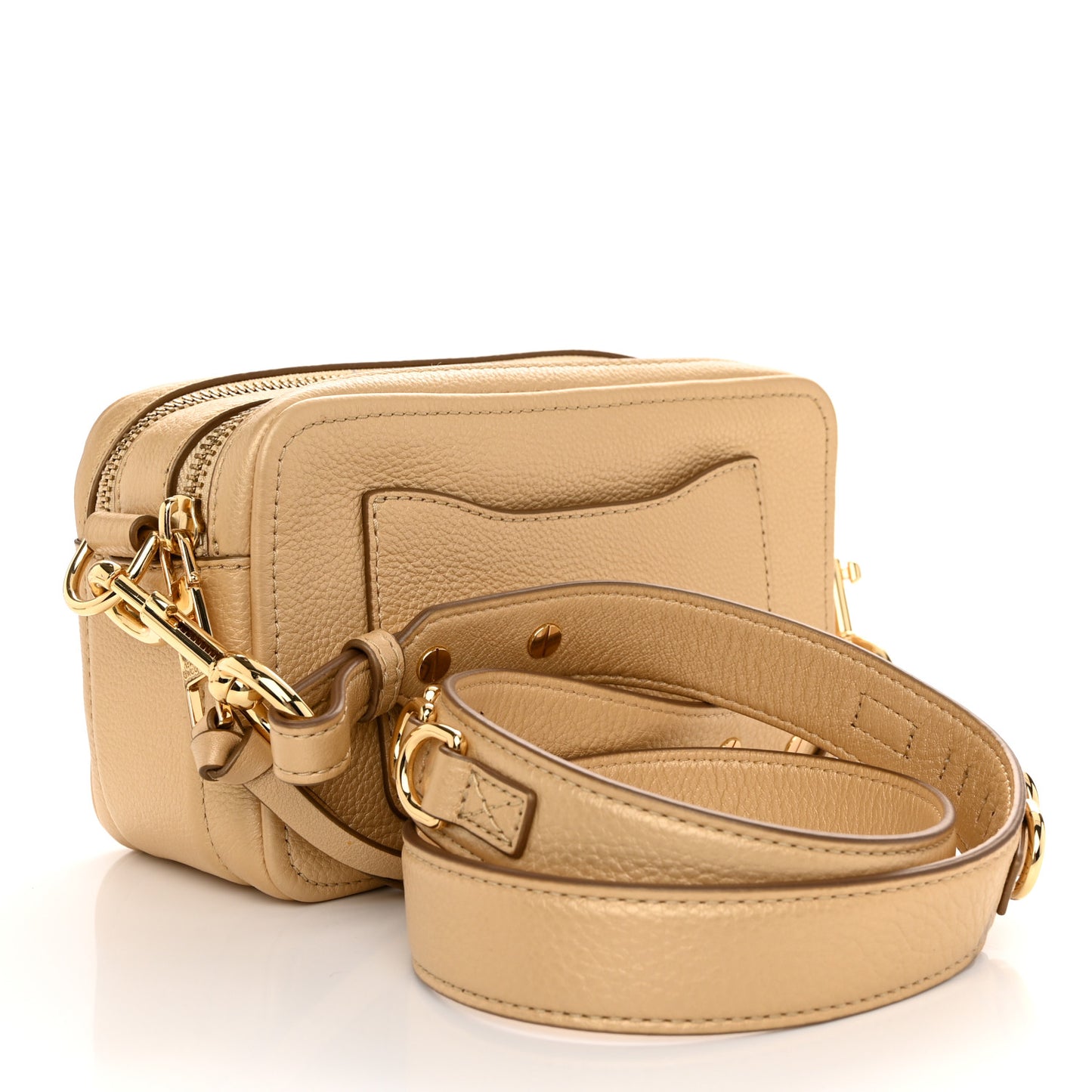 Pearlized Supple Natural Grain Calfskin The Softshot 21 Bag Gold