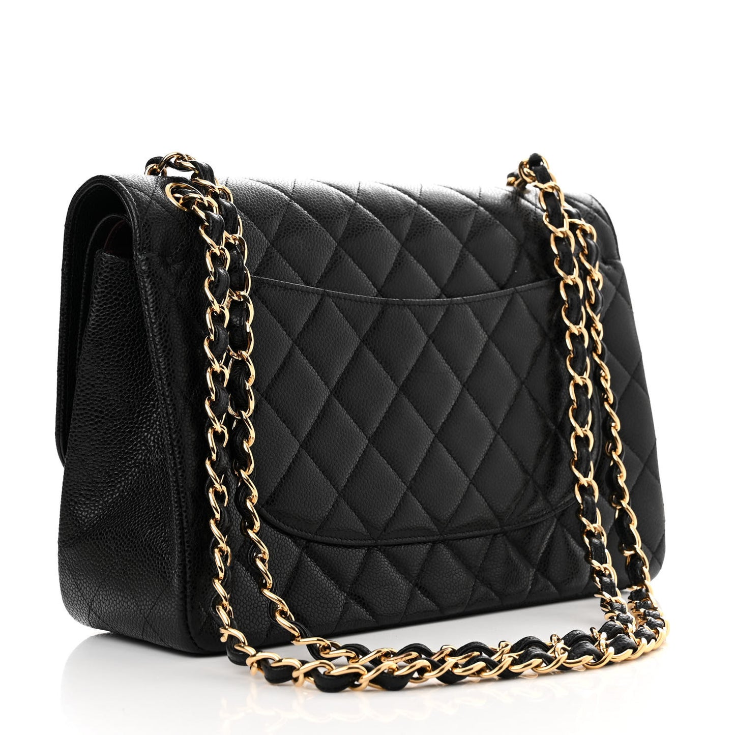 Caviar Quilted Jumbo Double Flap Black