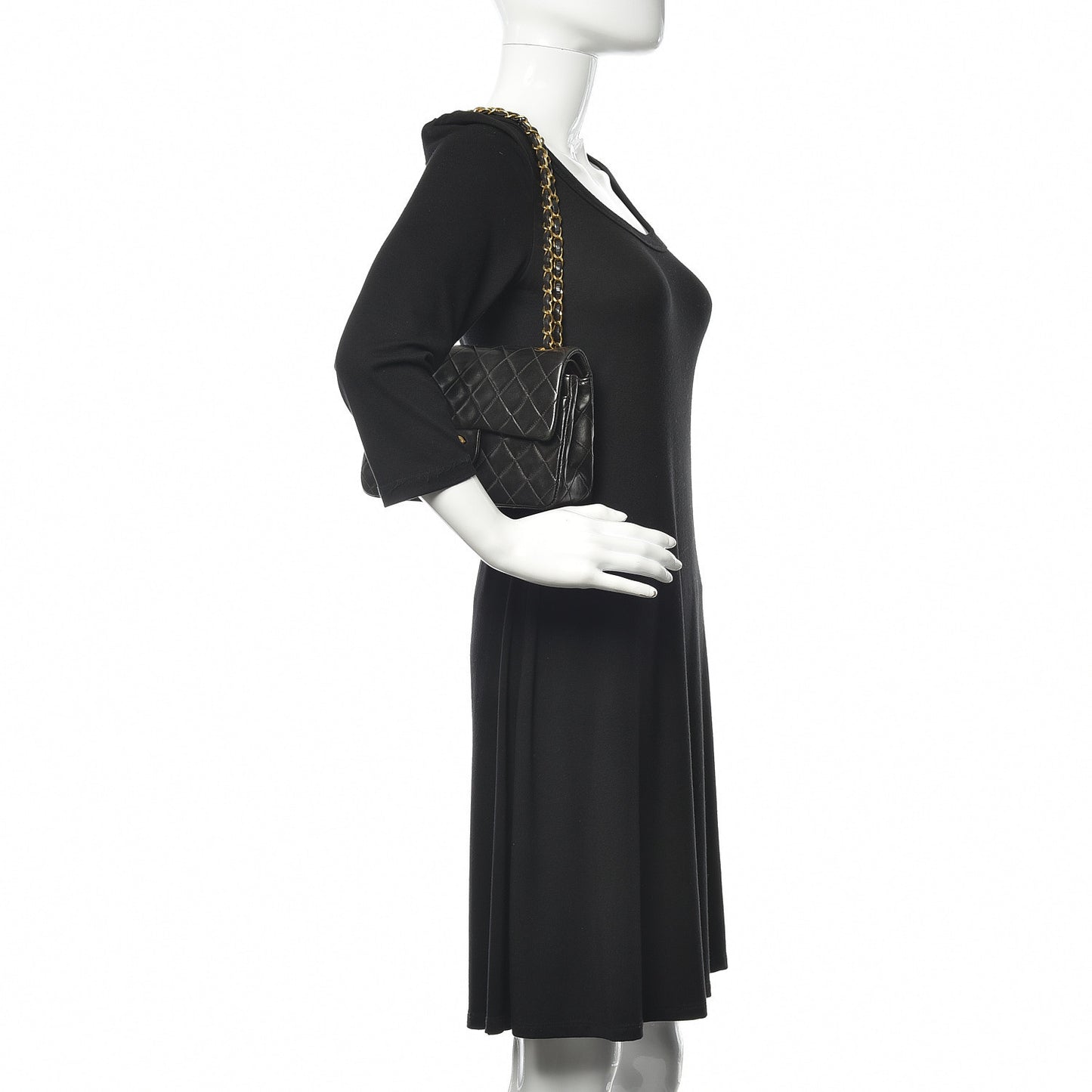 Lambskin Quilted Small Double Flap Black