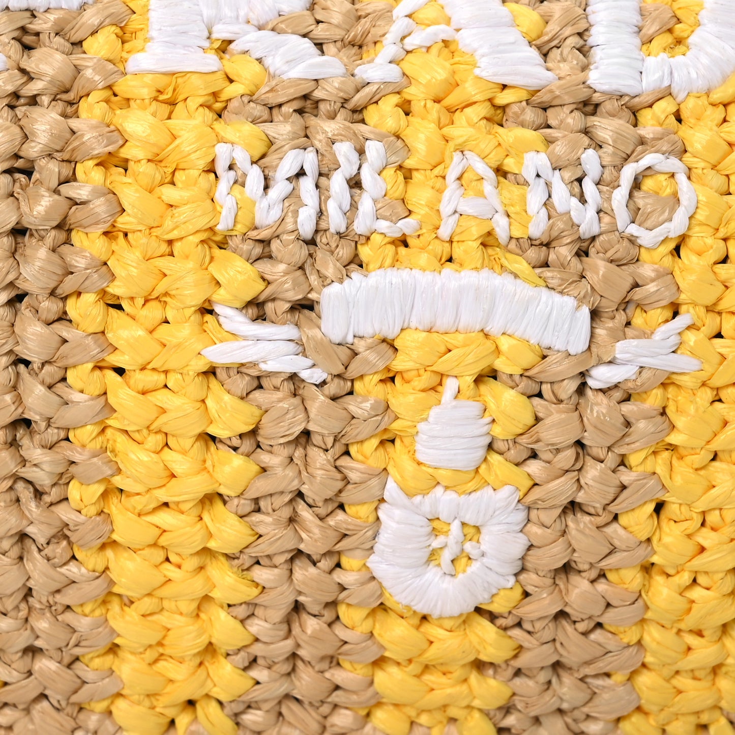 Yarn Raffia Effect Crochet Striped Re-Edition 2005 Shoulder Bag Naturale Giallo