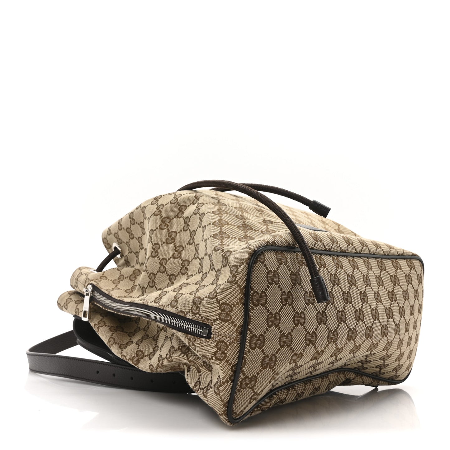 Monogram Dollar Calfskin O Drawstring Backpack Beige Ebony Testa di Moro Dark Chocolate
