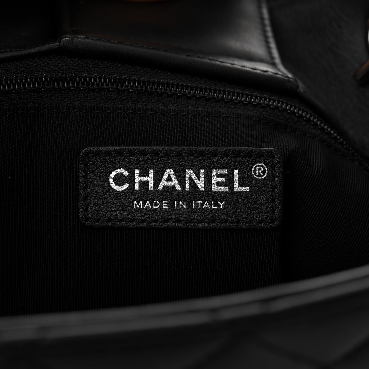 Calfskin Quilted Large Classic Shopping Tote Black