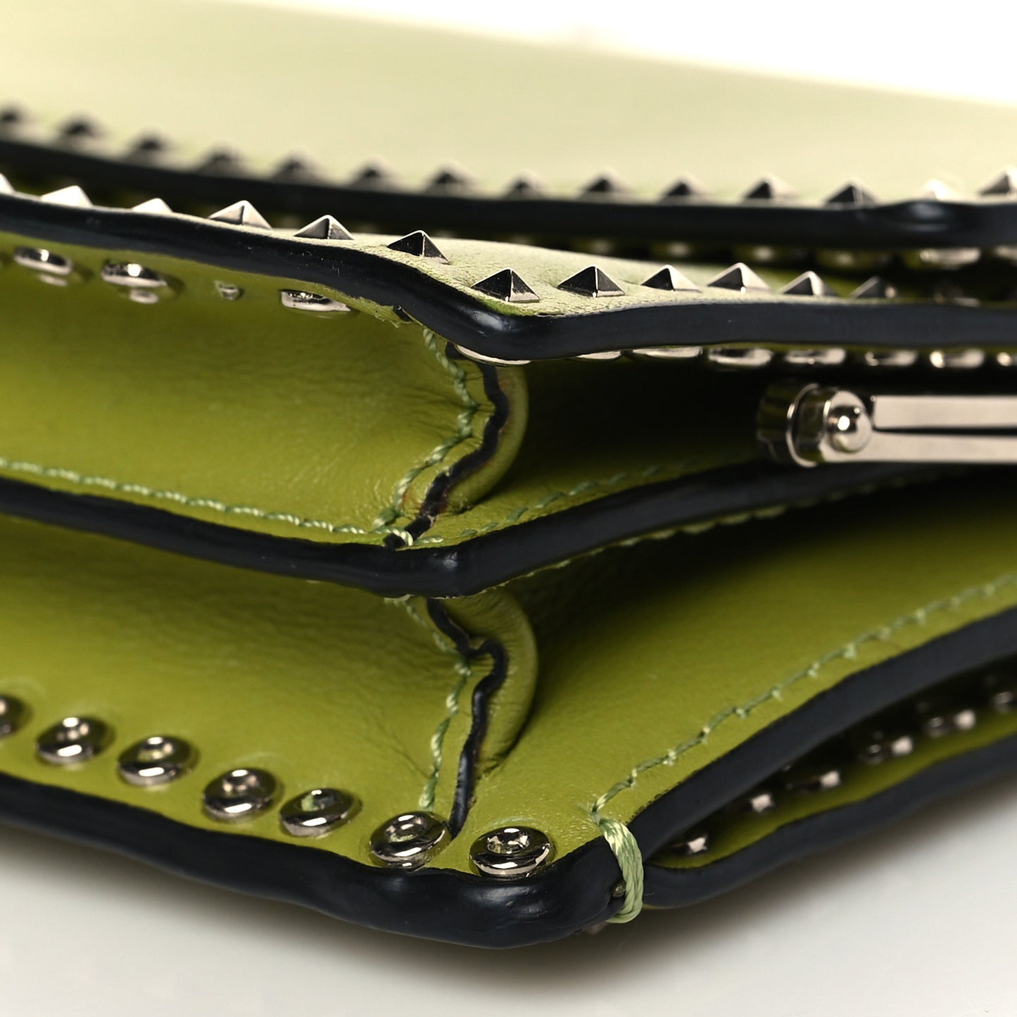 Vitello Rockstud Turn Lock Chain Clutch Deep Clover