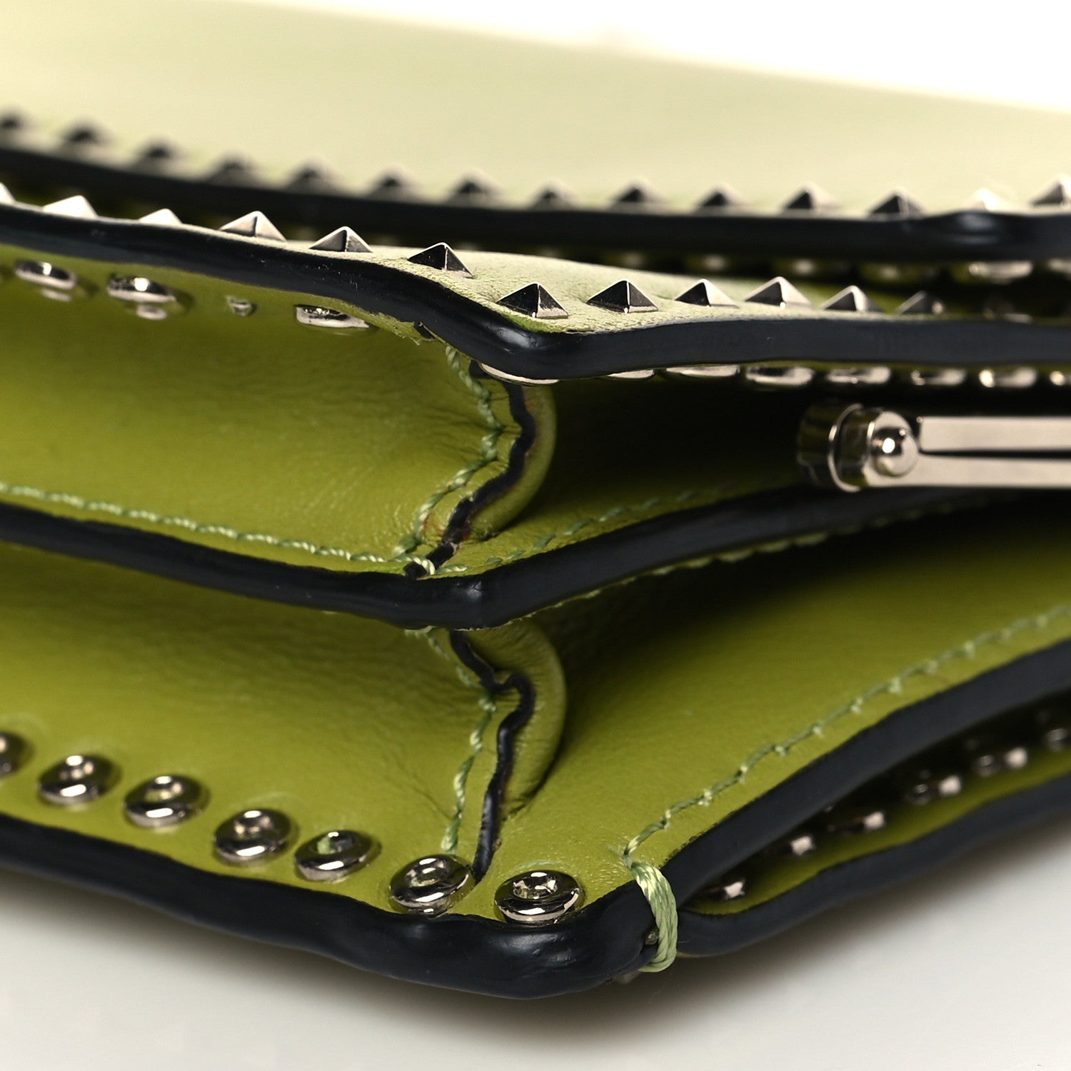 Valentino Garavani Vitello Rockstud Turn Lock Chain Clutch Deep Clover 8 of 9