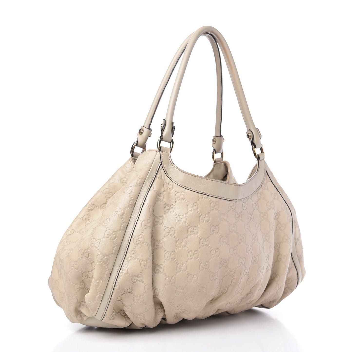 Guccissima Large D Gold Ring Shoulder Bag Off White
