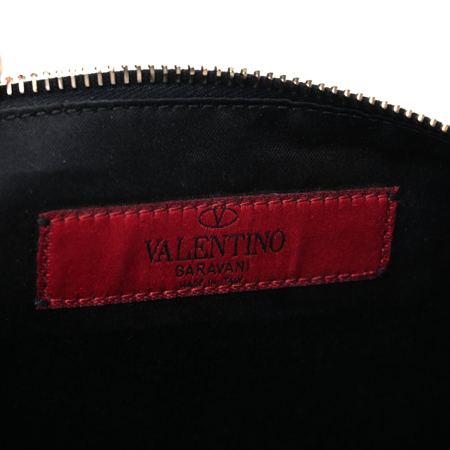 Nappa Monochrome Large Rockstud Zip Pouch Black