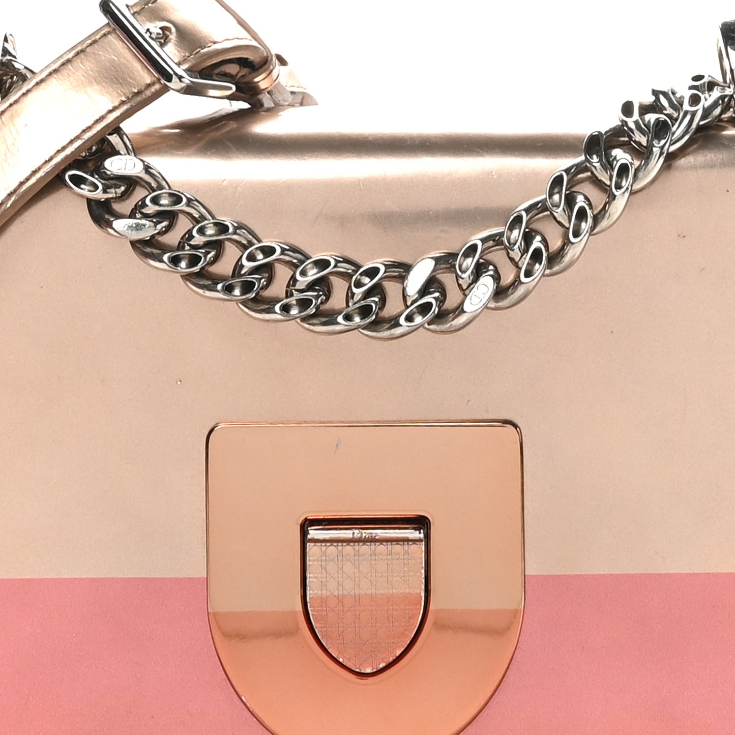 Metallic Glazed Calfskin Diorama Club Bag Rose Gold Pink