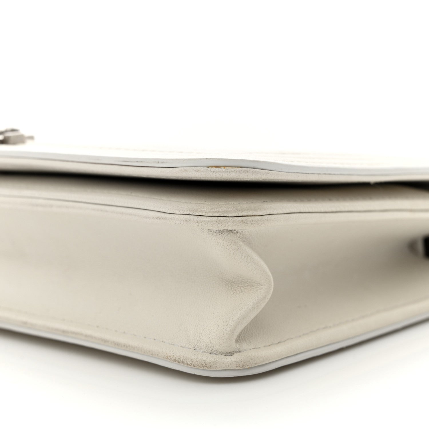 Chanel Metallic Galuchat Stingray Lambskin Boy Wallet On Chain WOC Silver 10 of 15