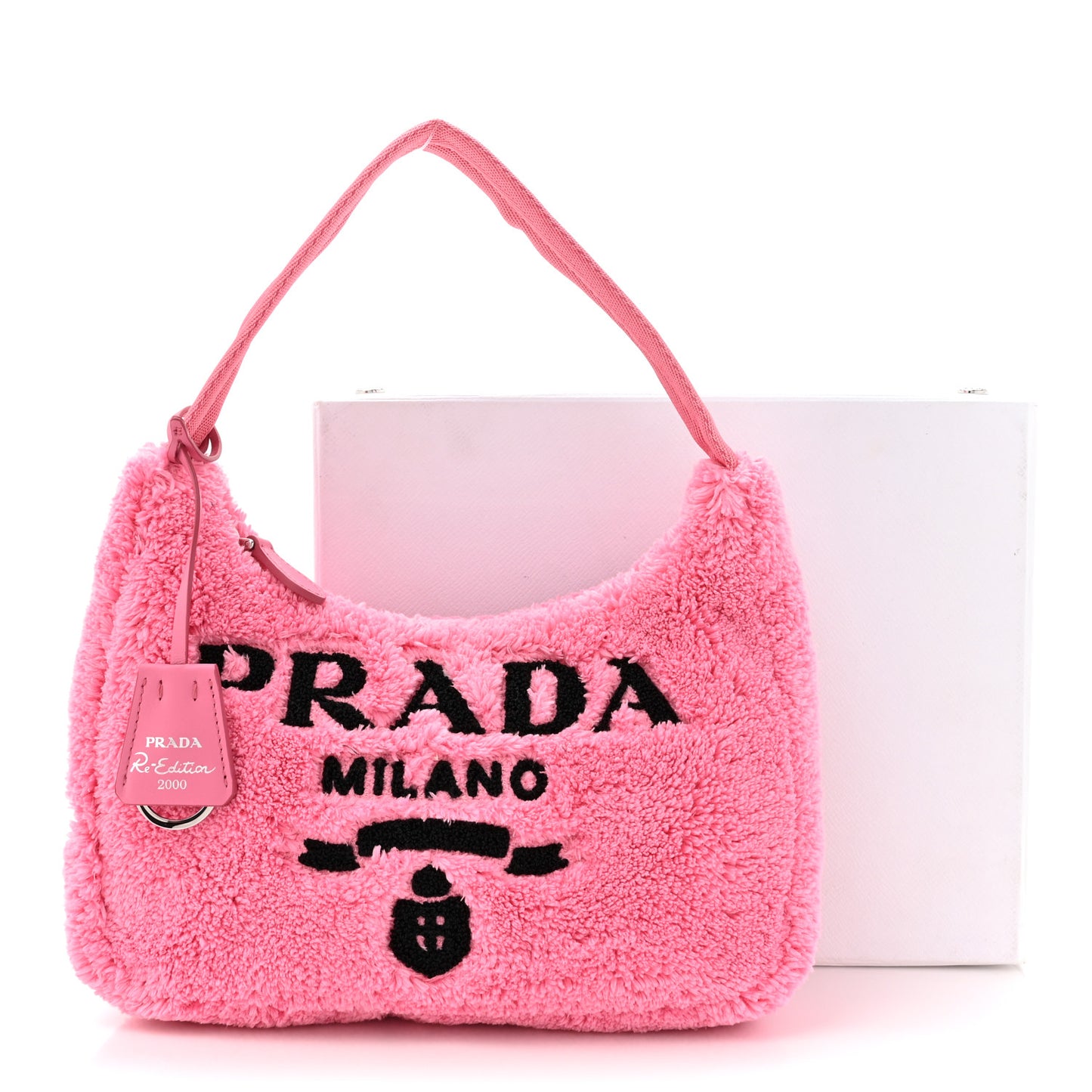 Terry Cloth Mini Re-Edition 2000 Bag Petalo Black