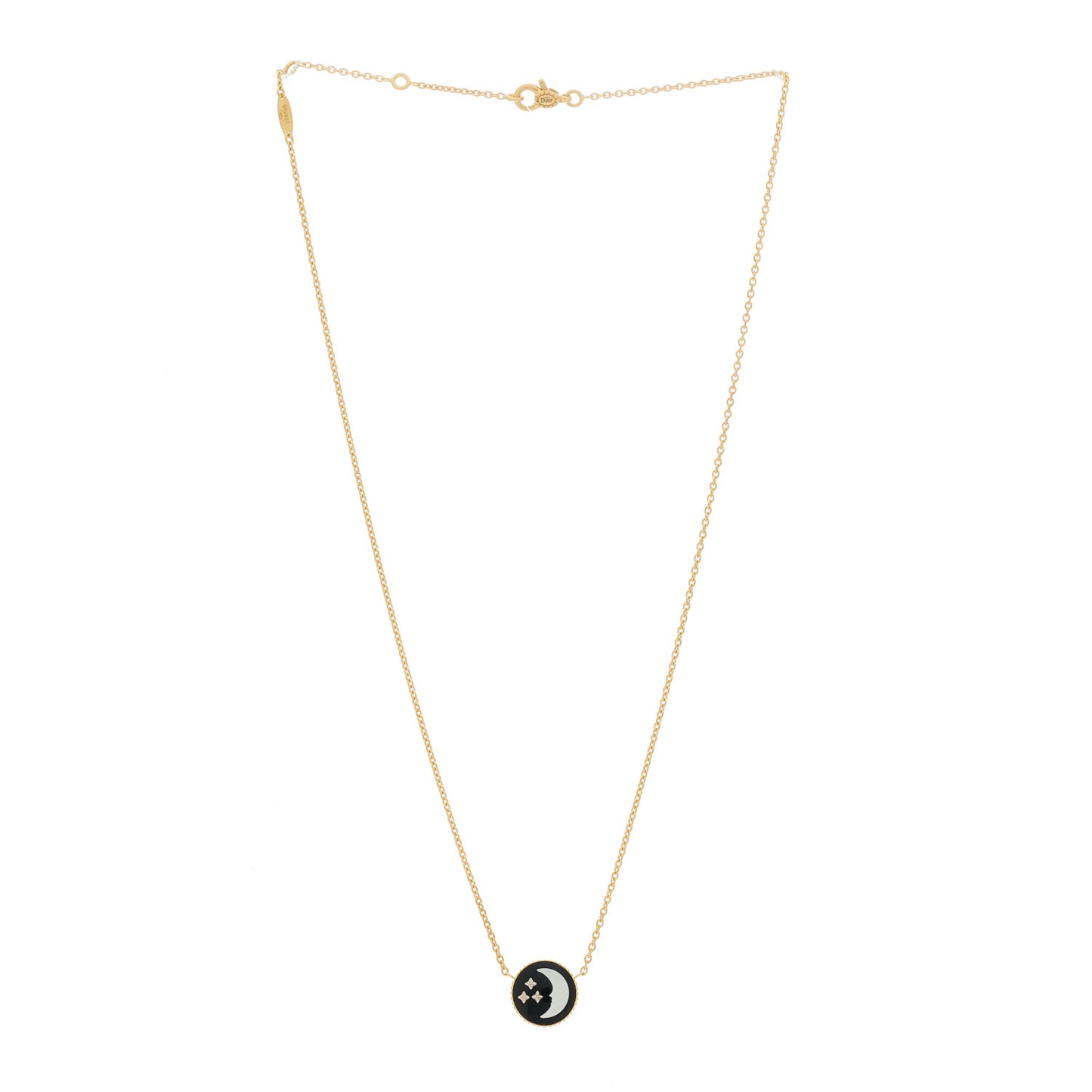 18K Yellow Gold Platinum Diamond Black Onyx Mother of Pearl Rose Celeste Pendant Necklace