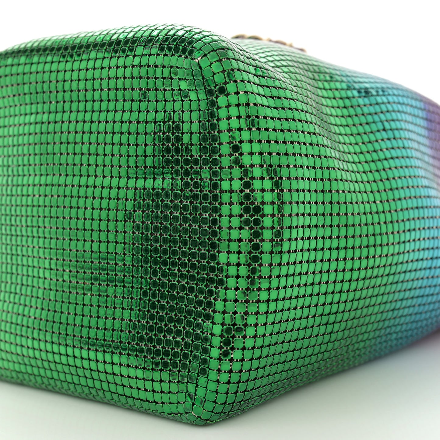 Faded Metallic Mesh Mini Bucket Bag Multicolor