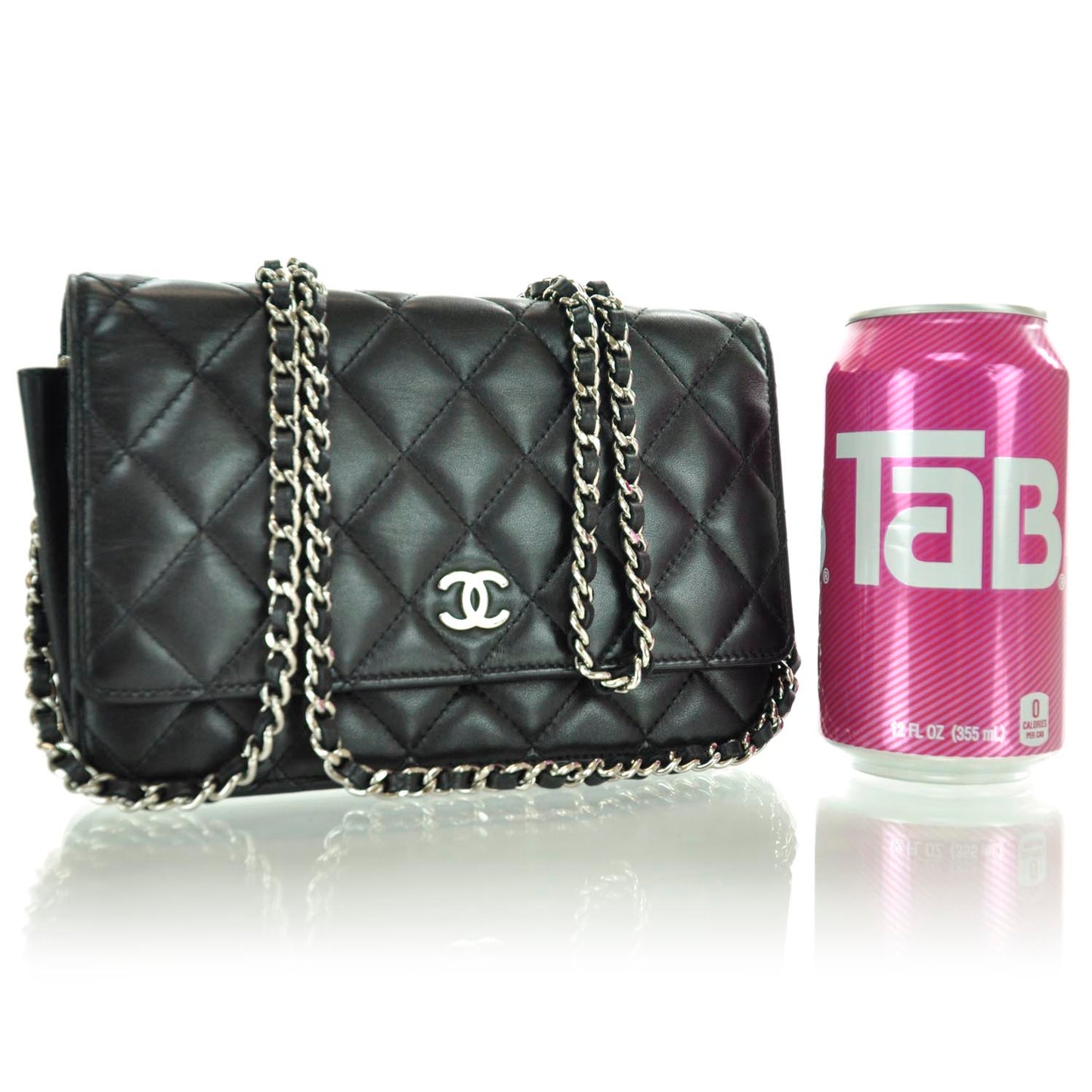 Lambskin Quilted Wallet On Chain WOC Black