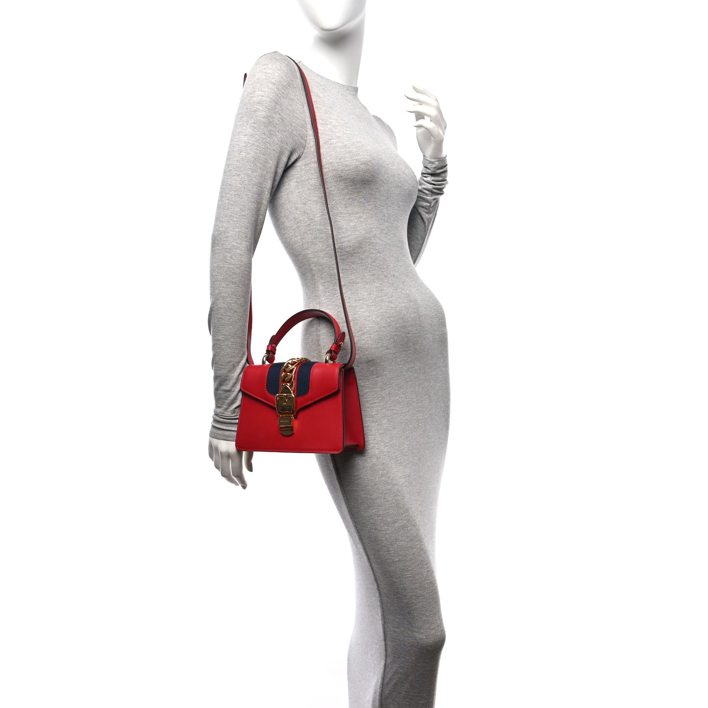 Calfskin Mini Sylvie Top Handle Bag Hibiscus Red