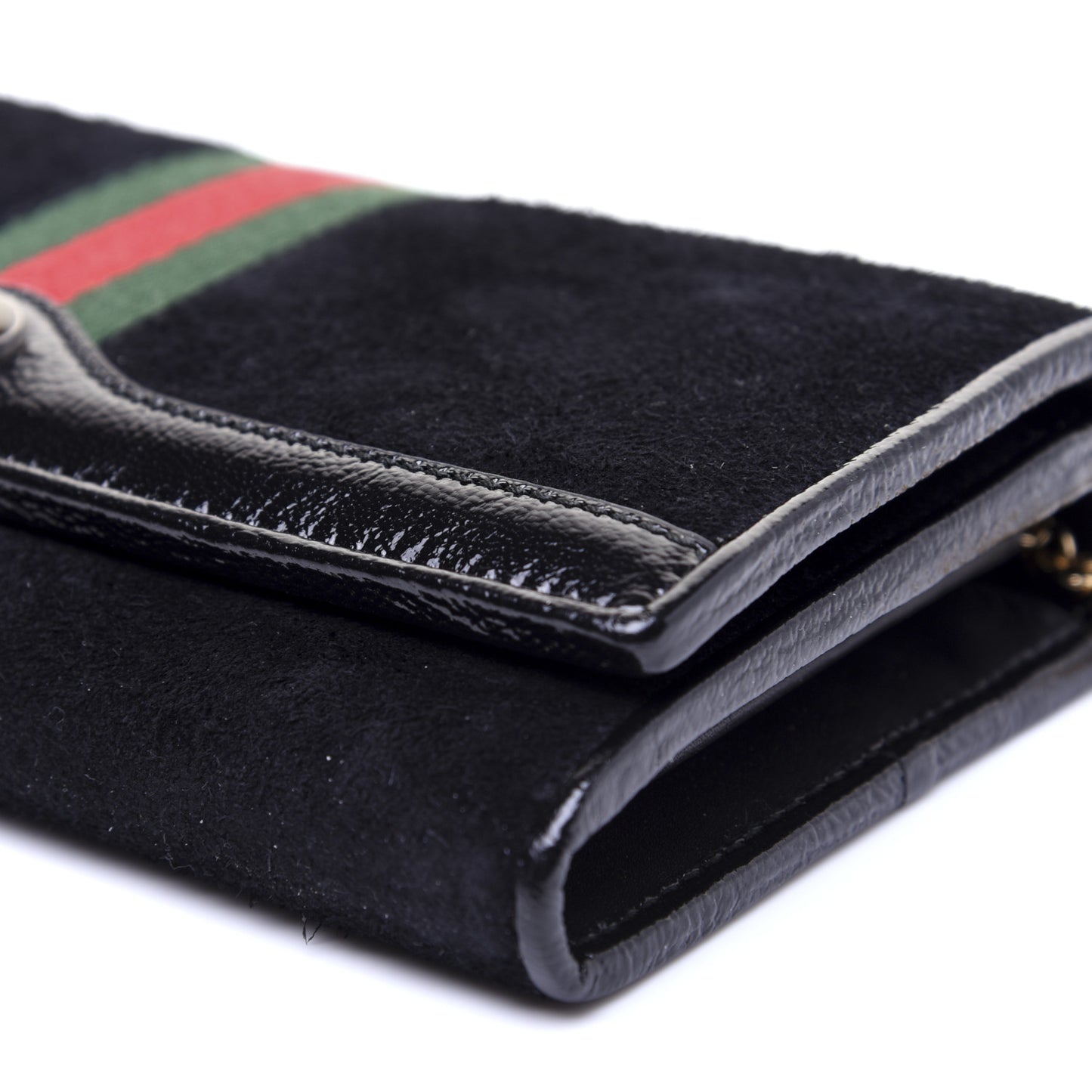 Suede Patent Web Ophidia Wallet On Chain Black