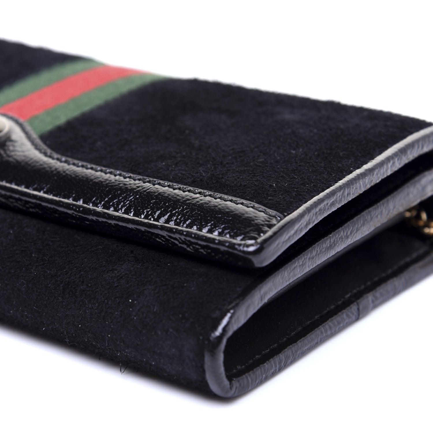 Gucci Suede Patent Web Ophidia Wallet On Chain Black 7 of 13