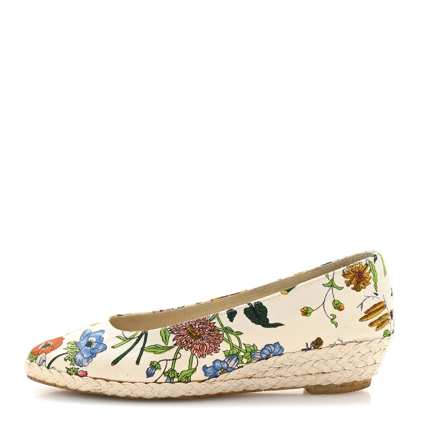 Canvas Flora Print Espadrilles Short Wedges 37 White Multicolor
