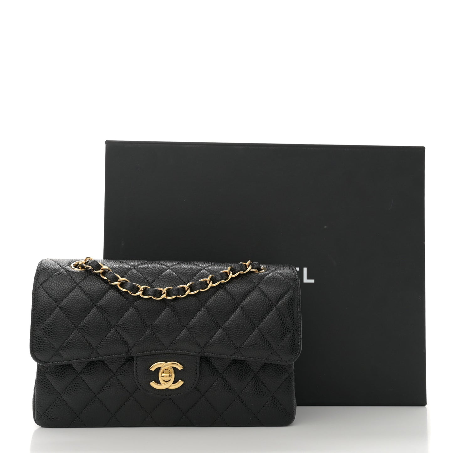 Caviar Quilted Small Double Flap Black