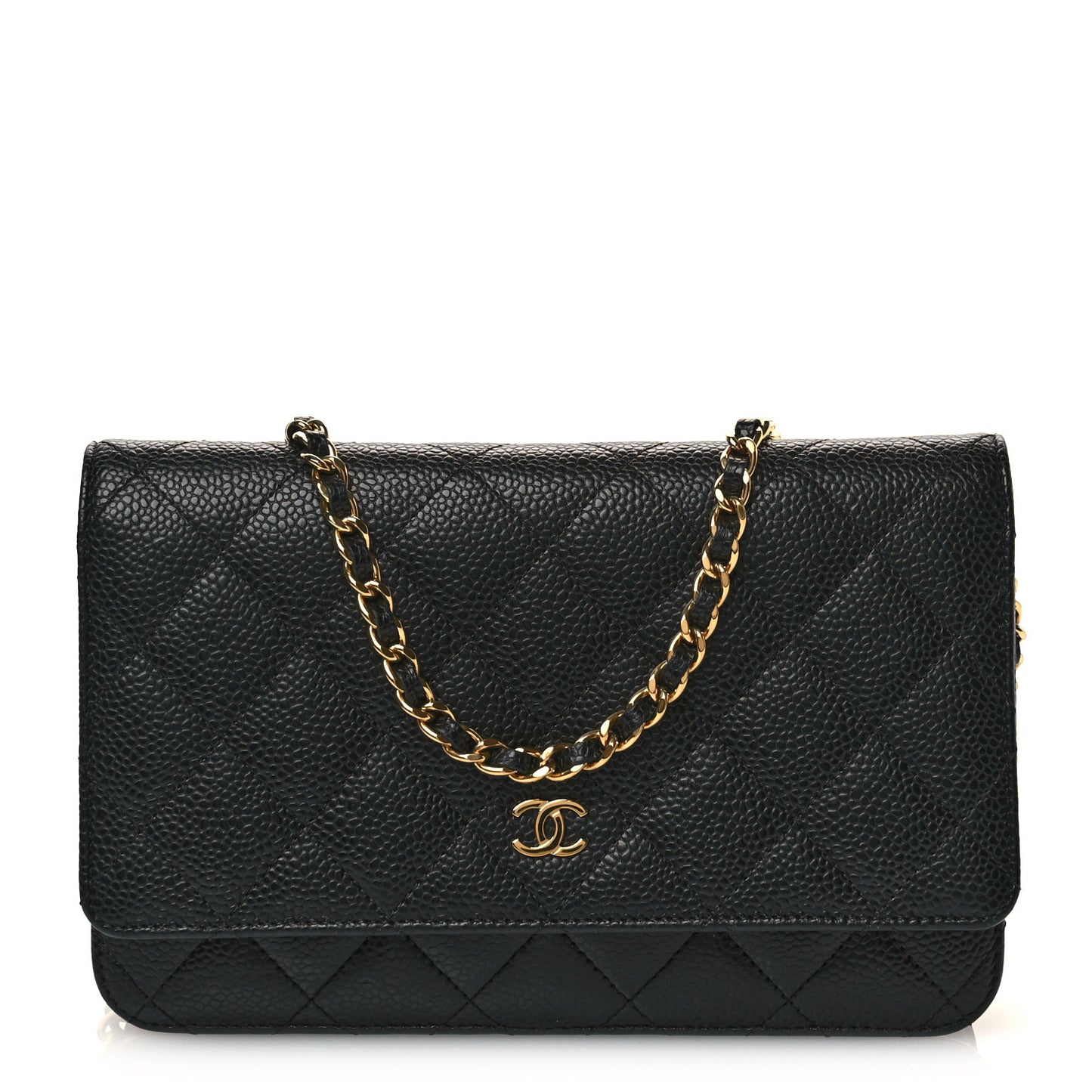 Caviar Quilted Wallet on Chain WOC Black
