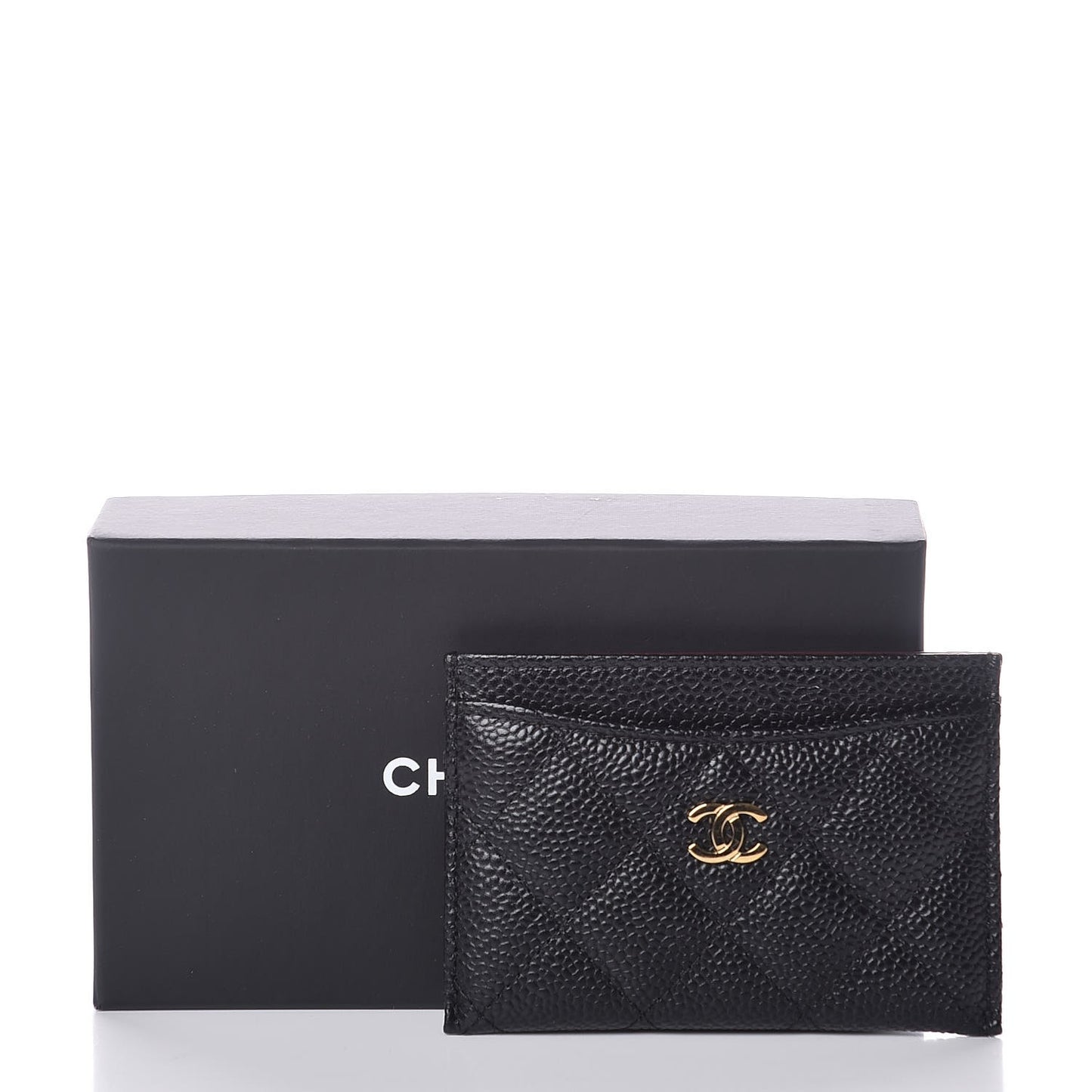 Caviar Quilted Card Holder Black