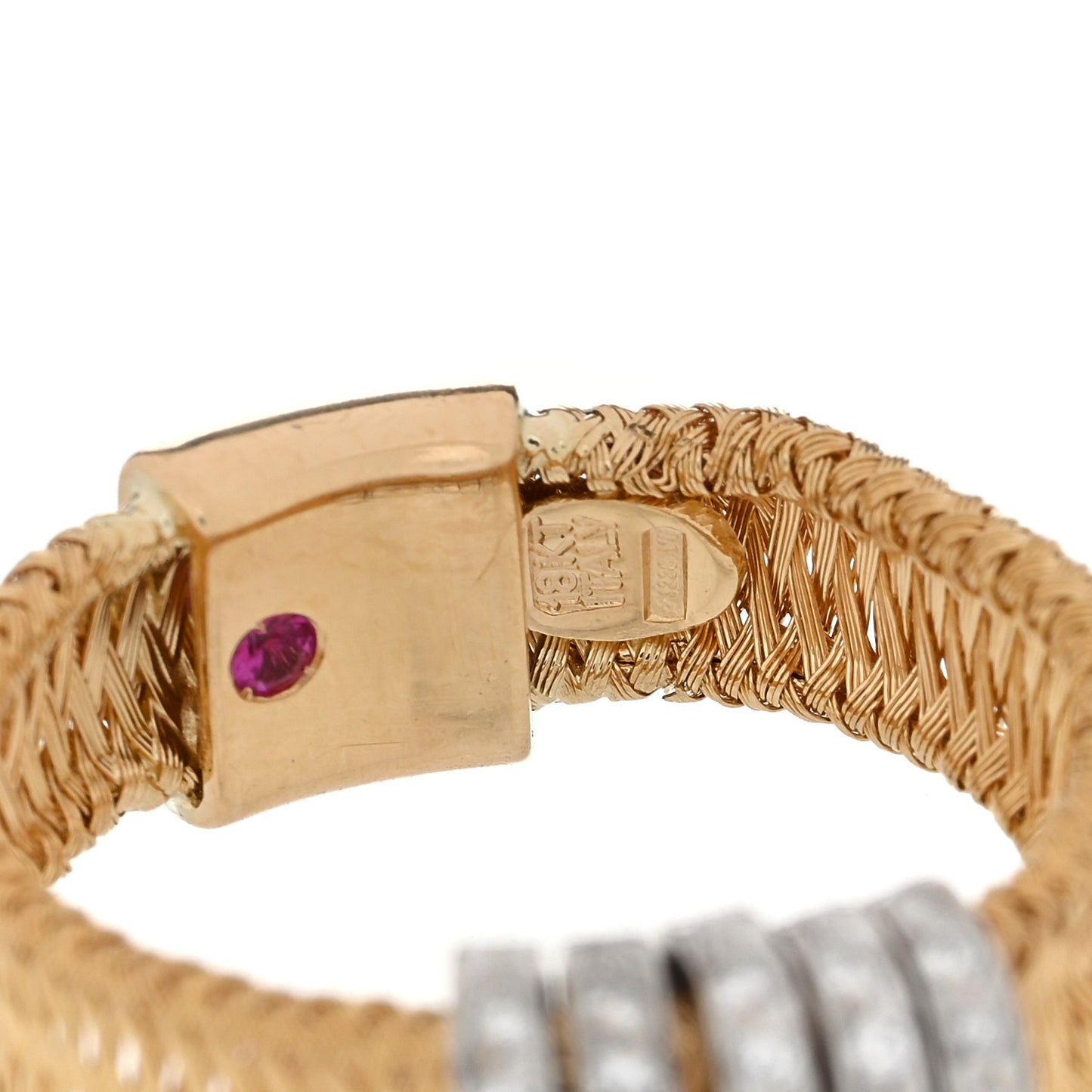 18K Yellow White Gold Diamond Silk Mesh Ring 48 4.5