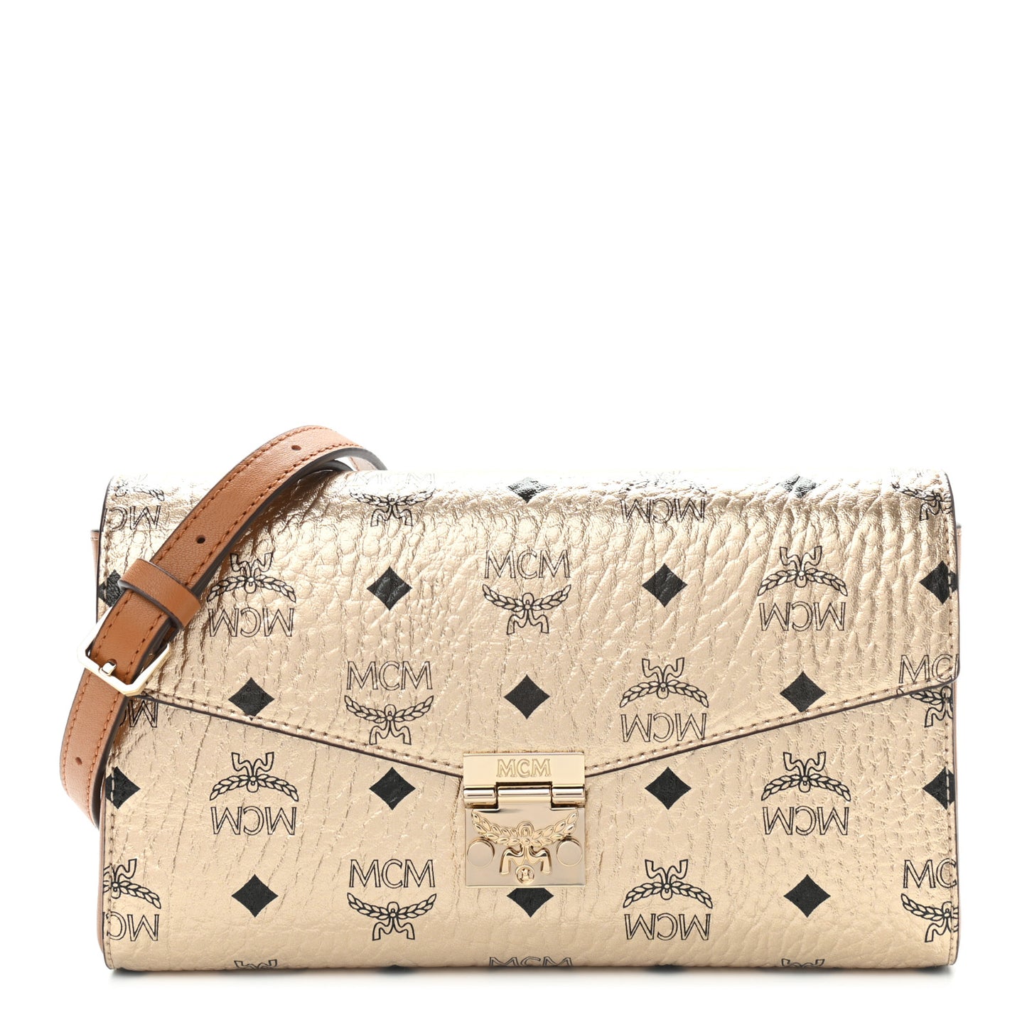Metallic Visetos Medium Millie Crossbody Bag Berlin Gold