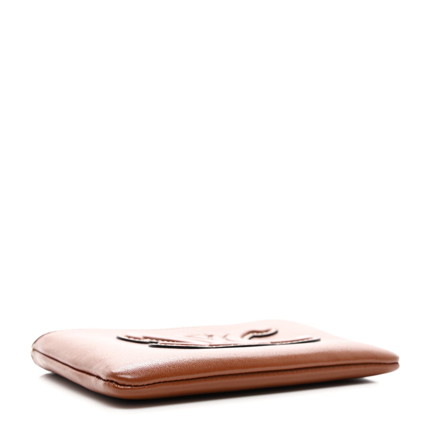 Smooth Calfskin Cuir Triomphe Coin and Card Pouch With Hook Tan