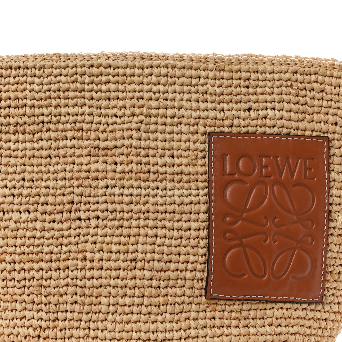 Calfskin Raffia Paulas Ibiza Pochette Bag Natural Tan