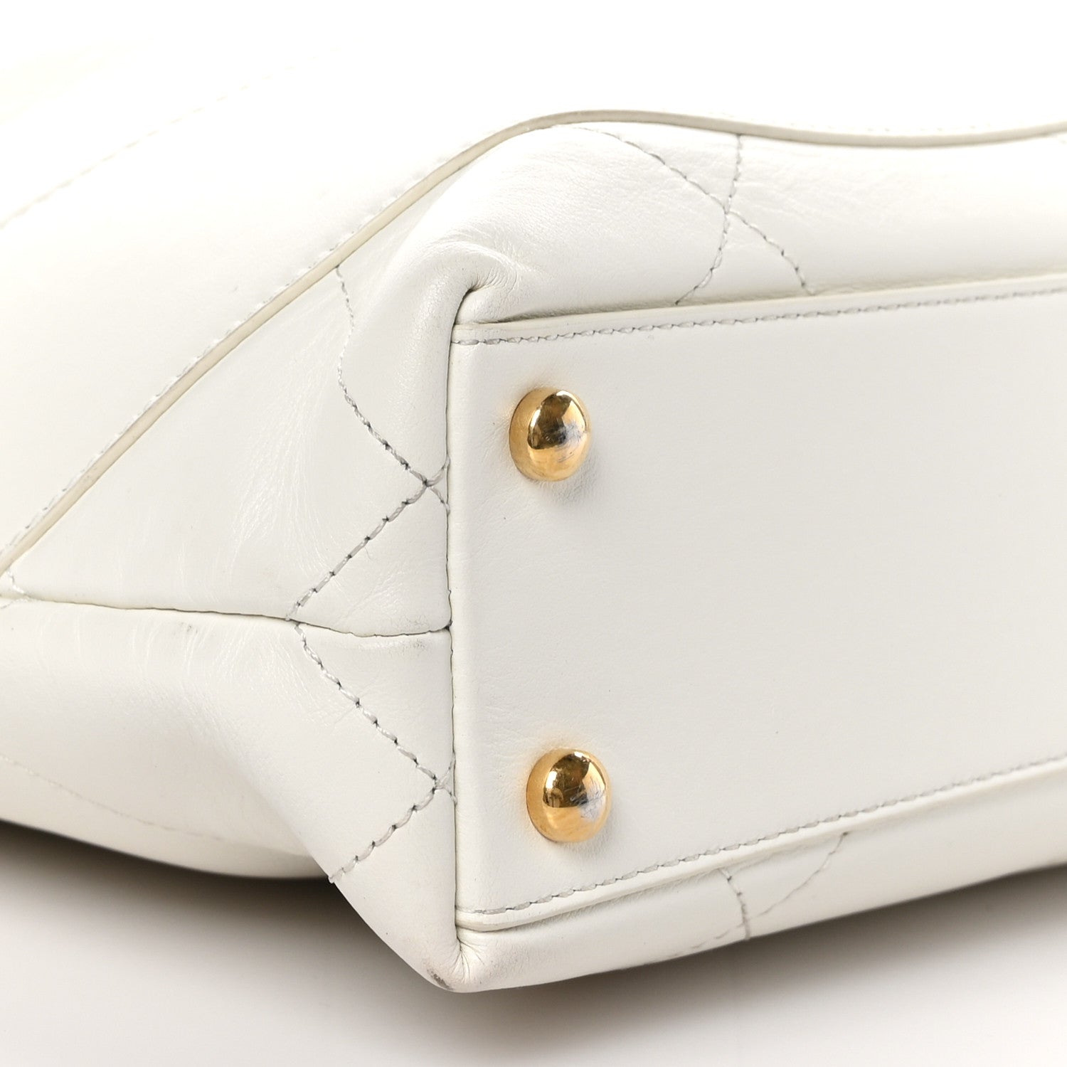 Chanel Calfskin Stitched CC Shopper Tote White 8 of 9