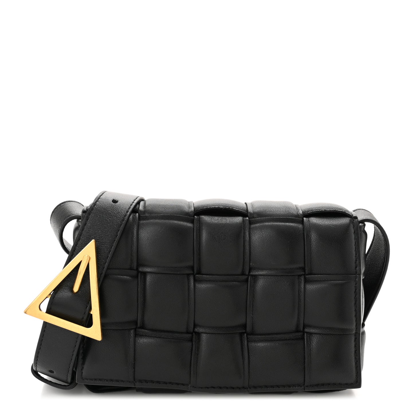 Nappa Maxi Intreccio Small Padded Cassette Crossbody Bag Black