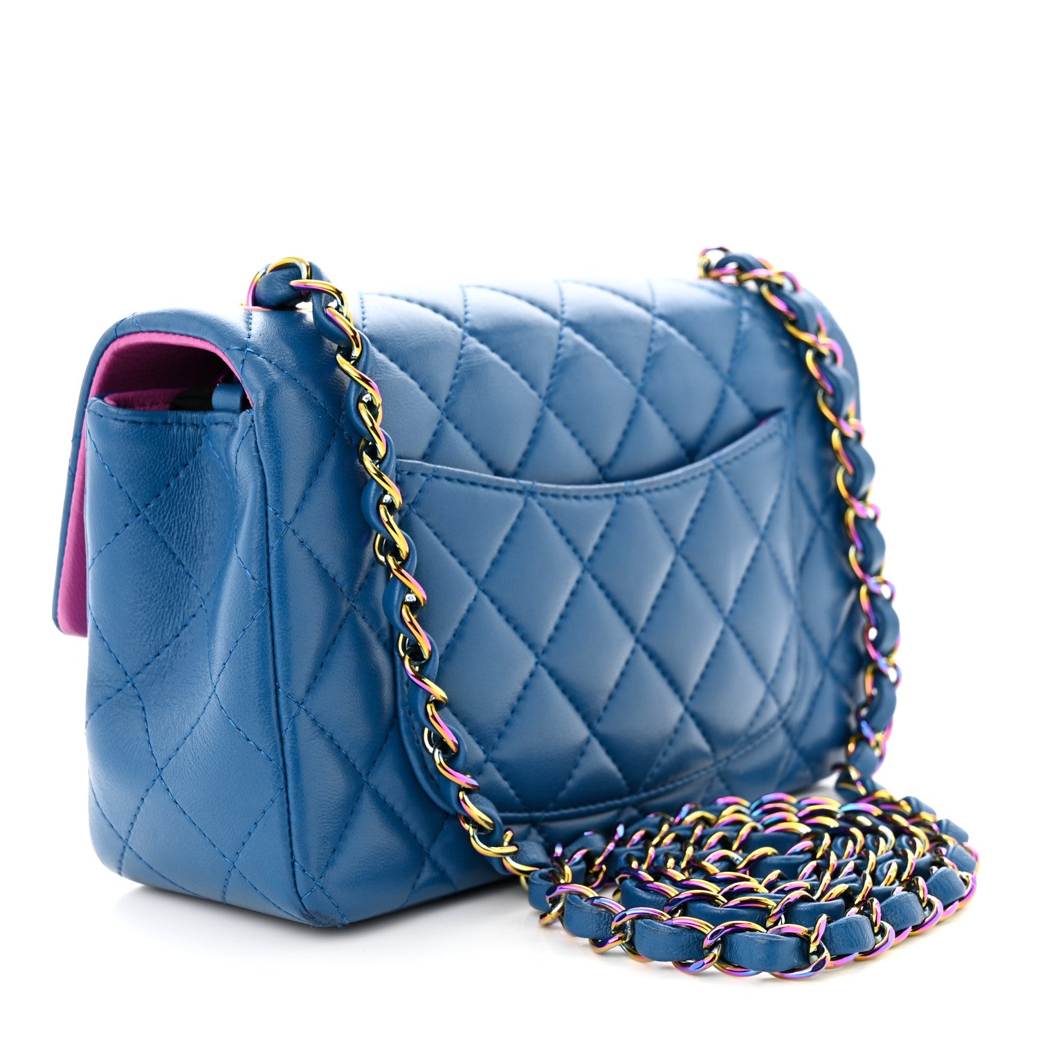 Chanel Lambskin Quilted Mini Rectangular Flap Blue Purple 3 of 11