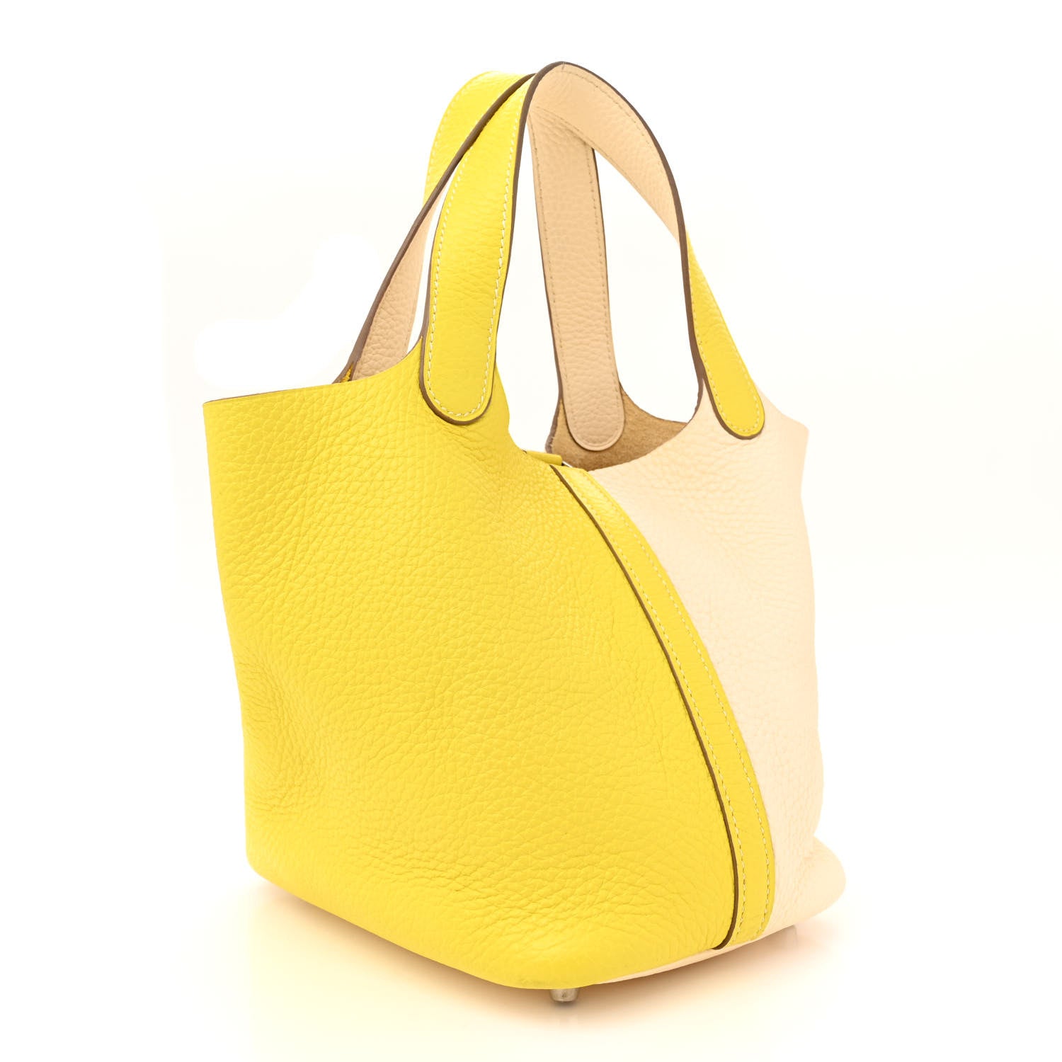 Hermes Taurillon Clemence Casaque Picotin Lock 18 PM Lime Nata 3 of 13