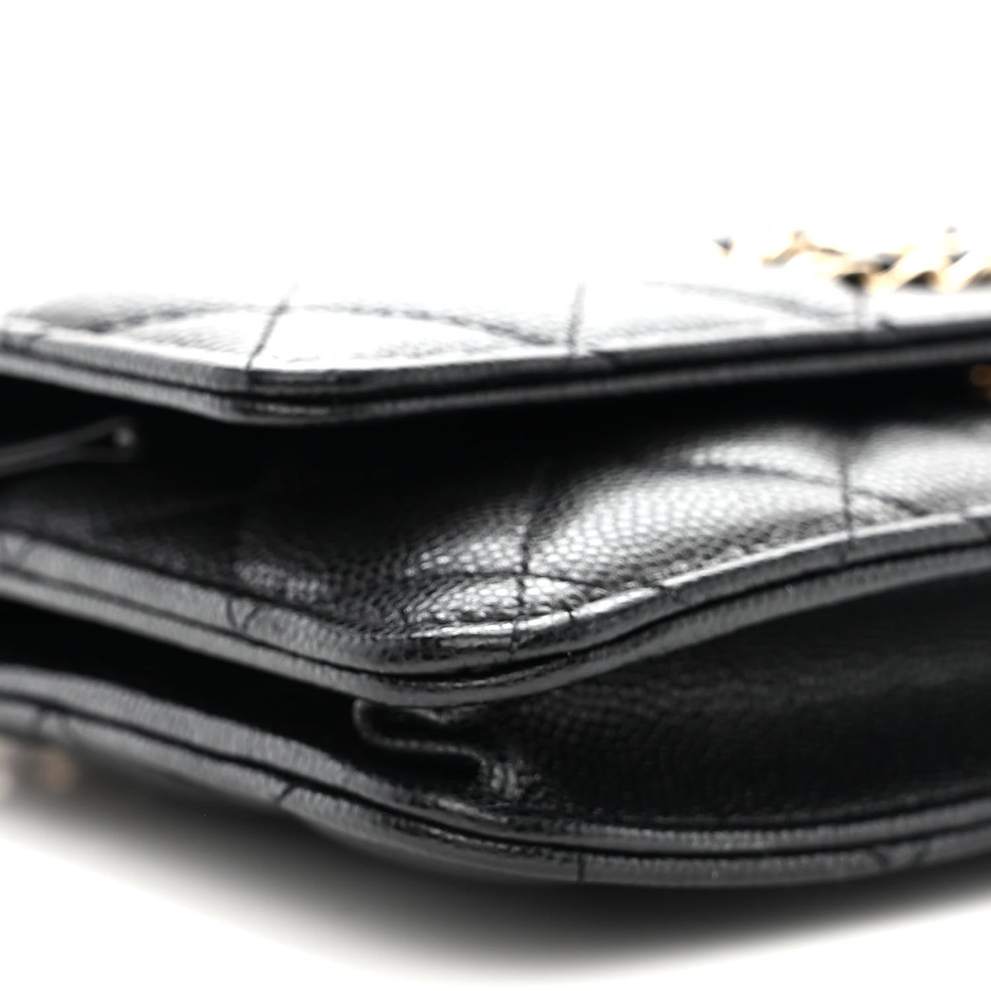 Caviar Quilted French New Wave Chain CC Wallet On Chain WOC Black