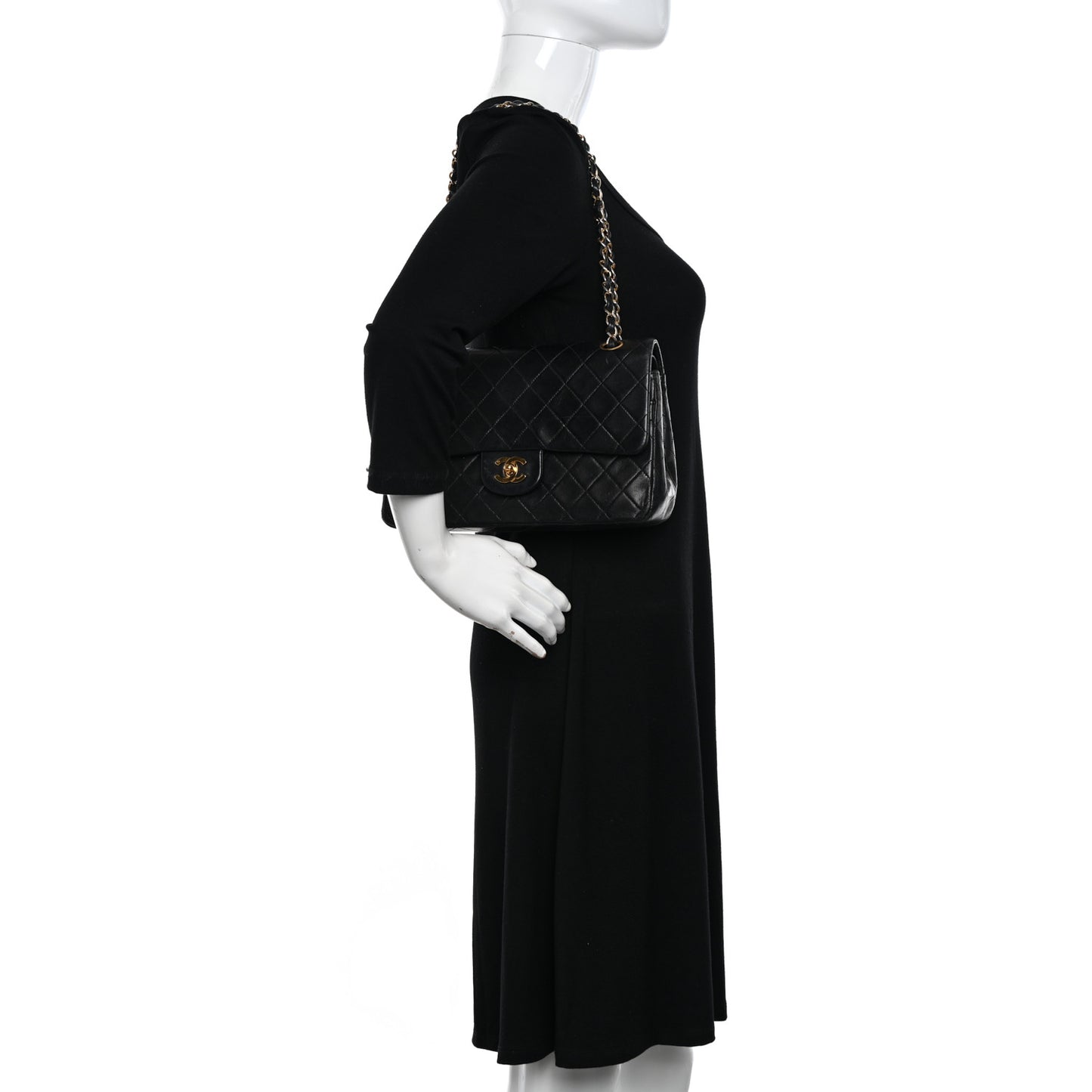 Lambskin Quilted Medium Double Flap Black