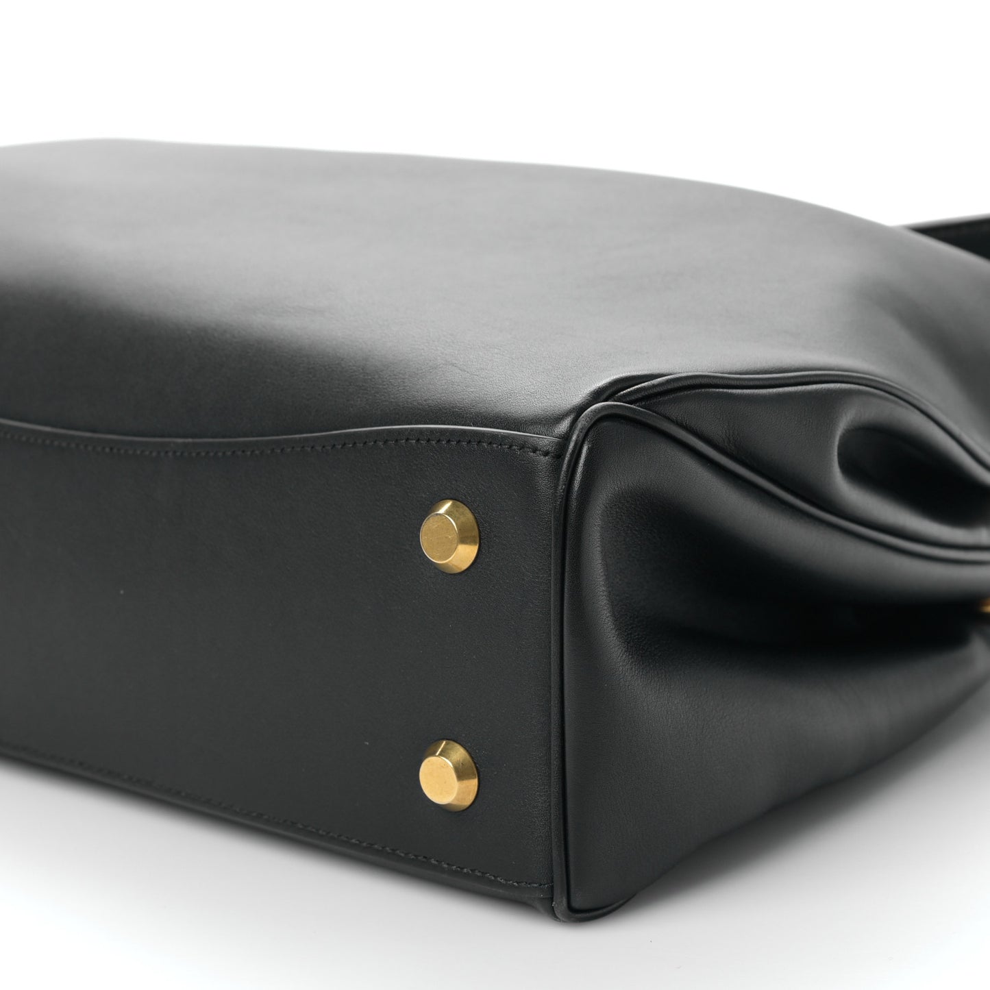 Natural Smooth Calfskin Medium Rodeo Top Handle Handbag Black