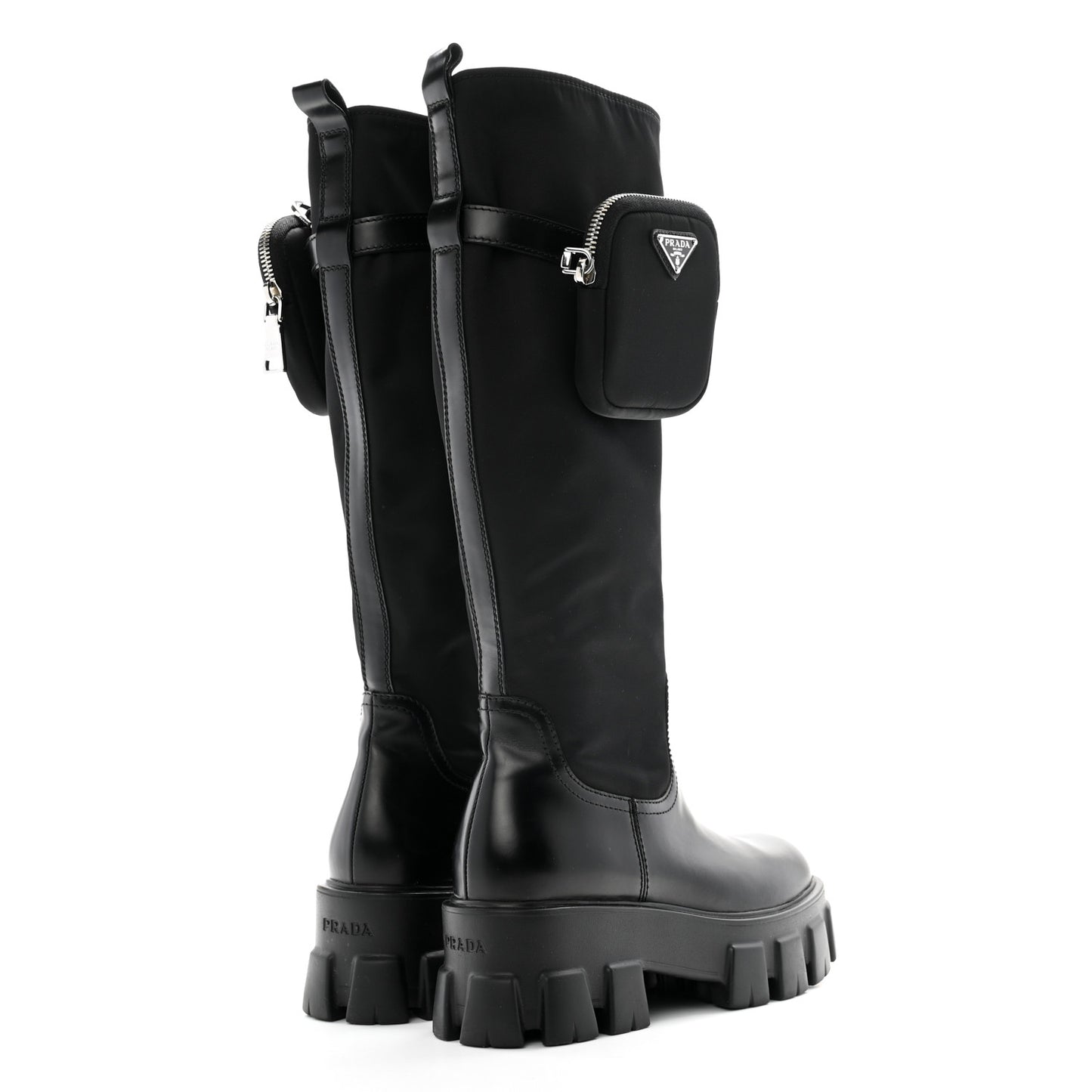 Spazzolato Rois Re-Nylon Metal Triangle Logo Monolith Pouch Pocket 55mm Tall Boots 37 Black