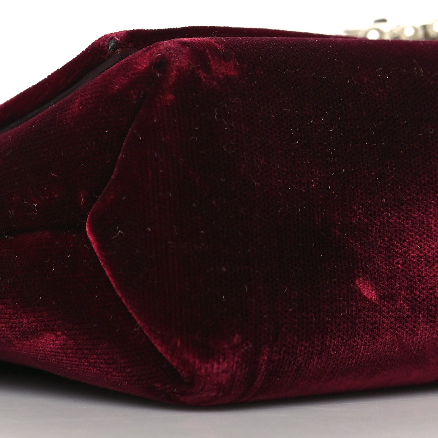 Velvet Crystal Pearl Shoulder Bag Burgundy