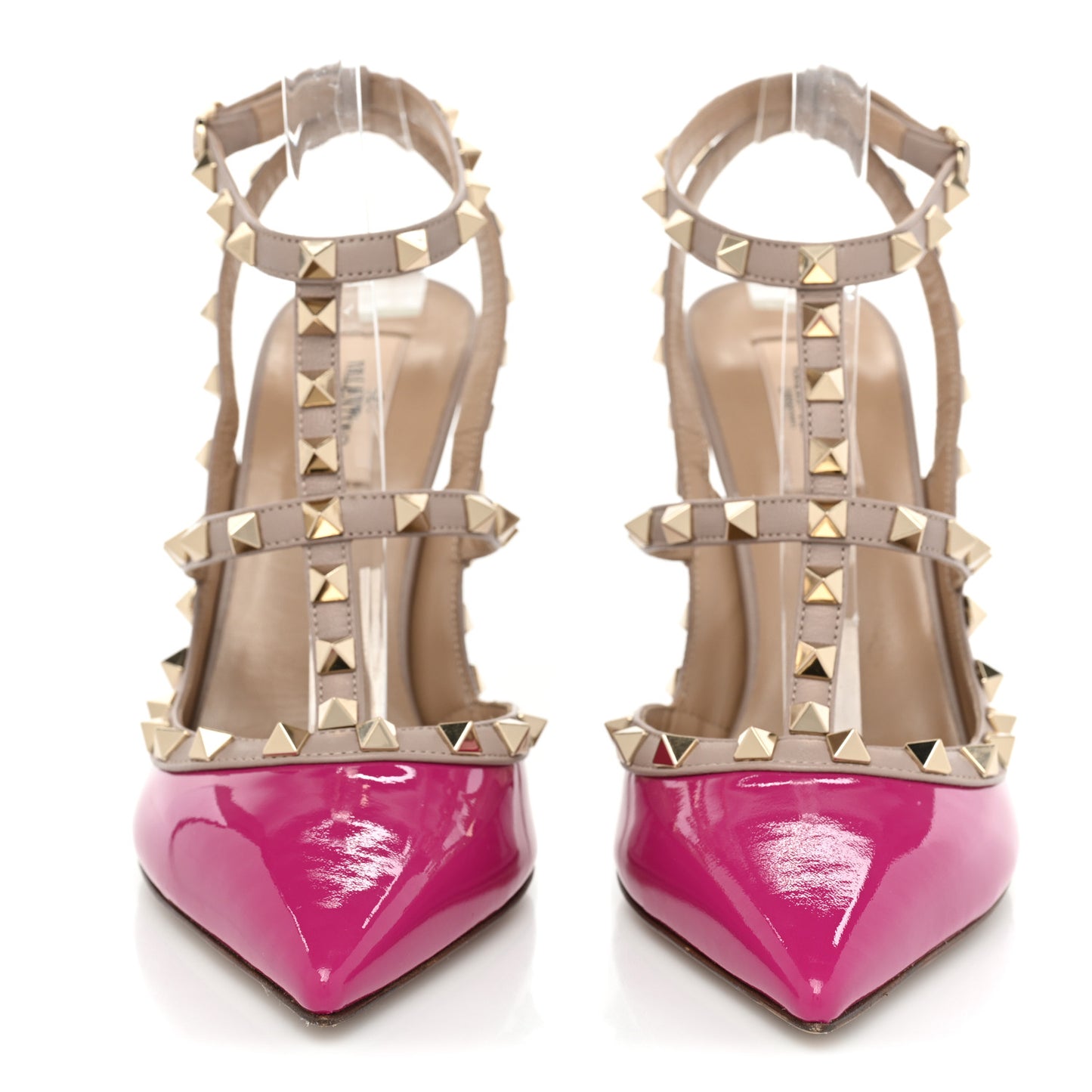 Patent Nappa Rockstud Ankle Strap 100mm Pumps 40 Rose Violet Poudre