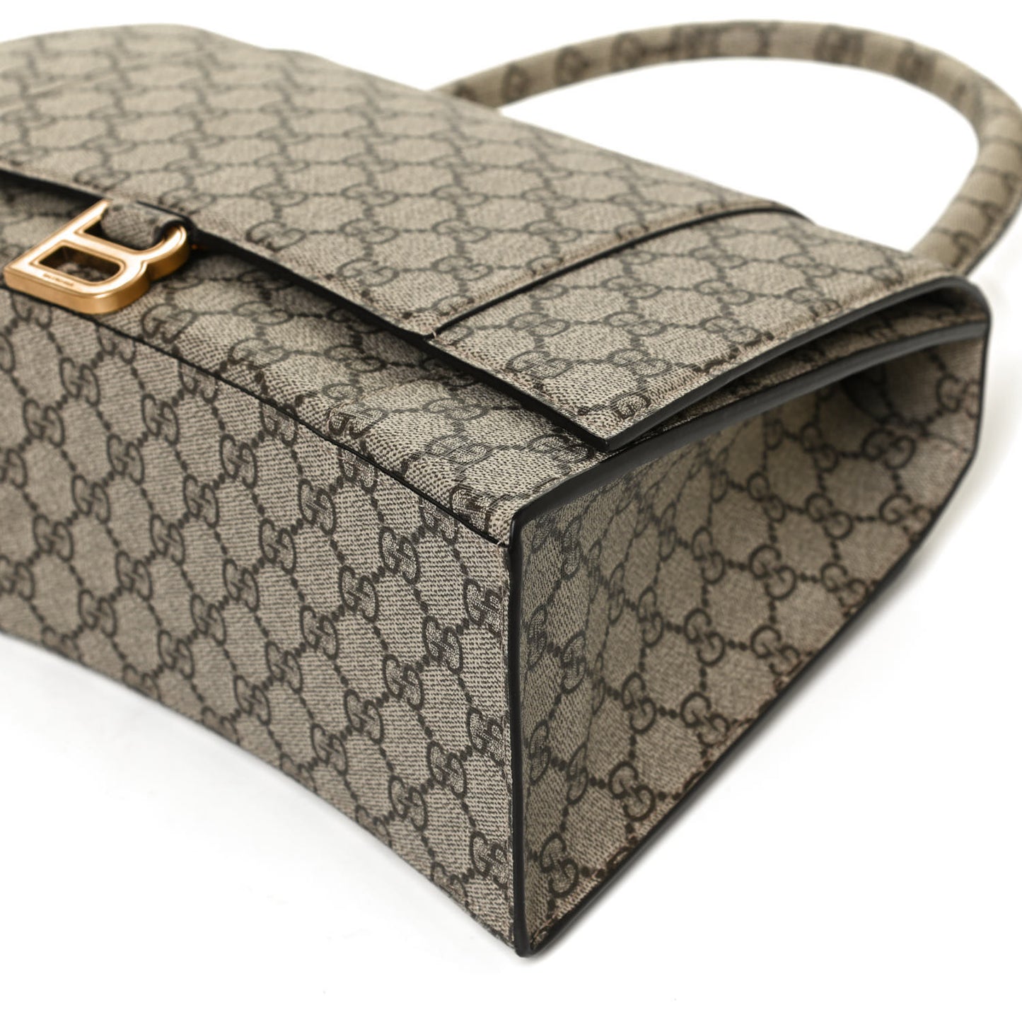 X GUCCI GG Supreme Monogram Medium Hourglass Top Handle Bag Beige Ebony