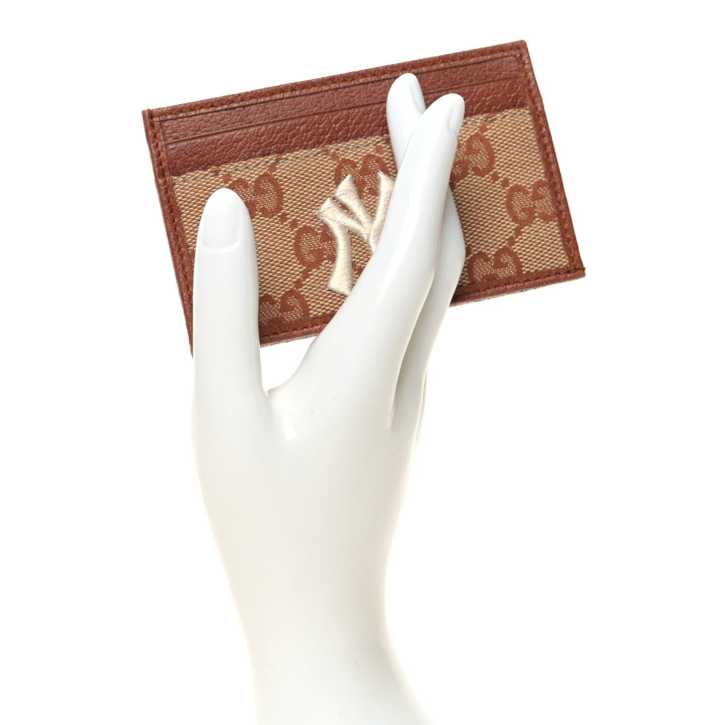 X MLB GG Monogram NY Yankees Card Holder Beige Ruggine Ivory