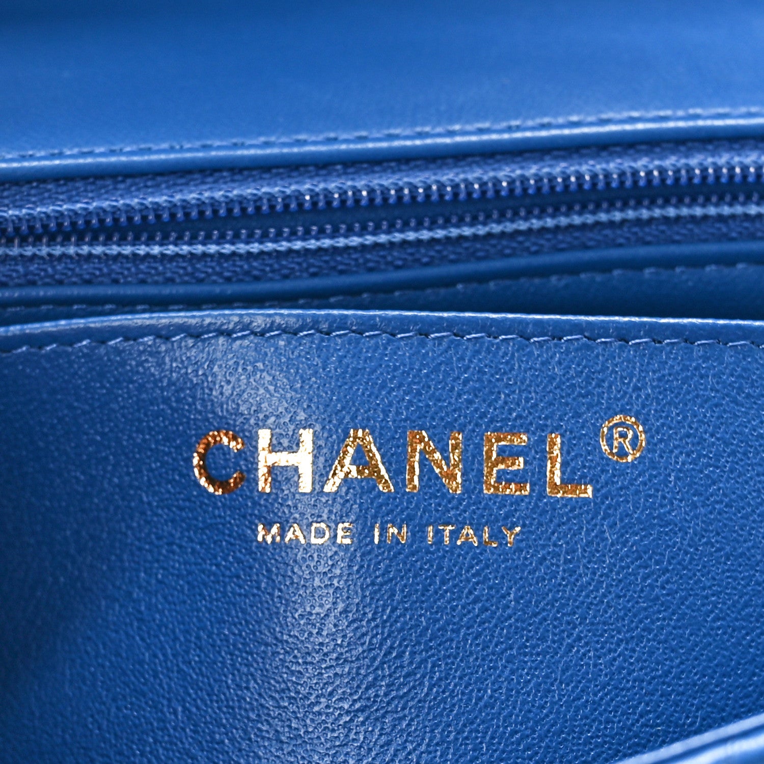 Chanel Lambskin Chevron Quilted Mini Rectangular Flap Blue 6 of 10