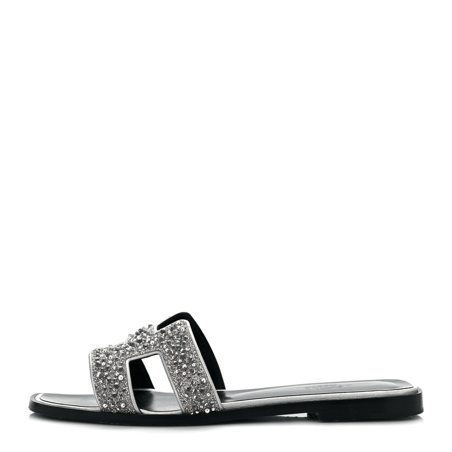 Velvet Goatskin Crystal Beads Oran Sandals 37.5 Gris Argente