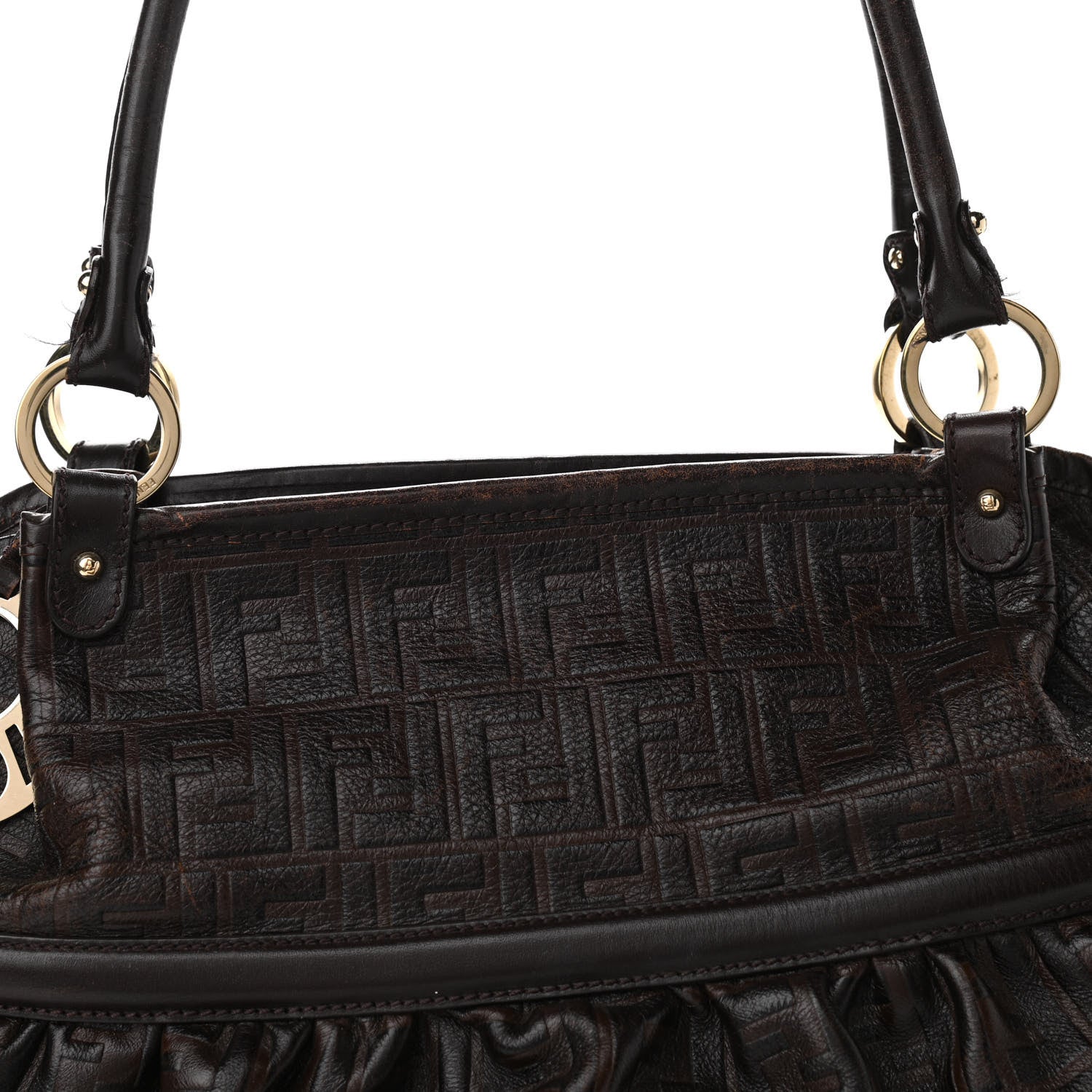 Fendi Calfskin FF Embossed Chef Shopper Tote Chocolate 7 of 15