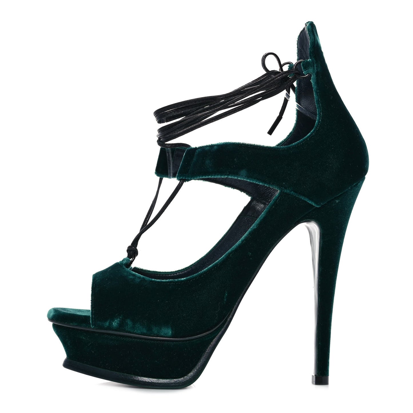 Velluto Master Lace Up Tribute 105 Platform Sandals 38.5 Malachite