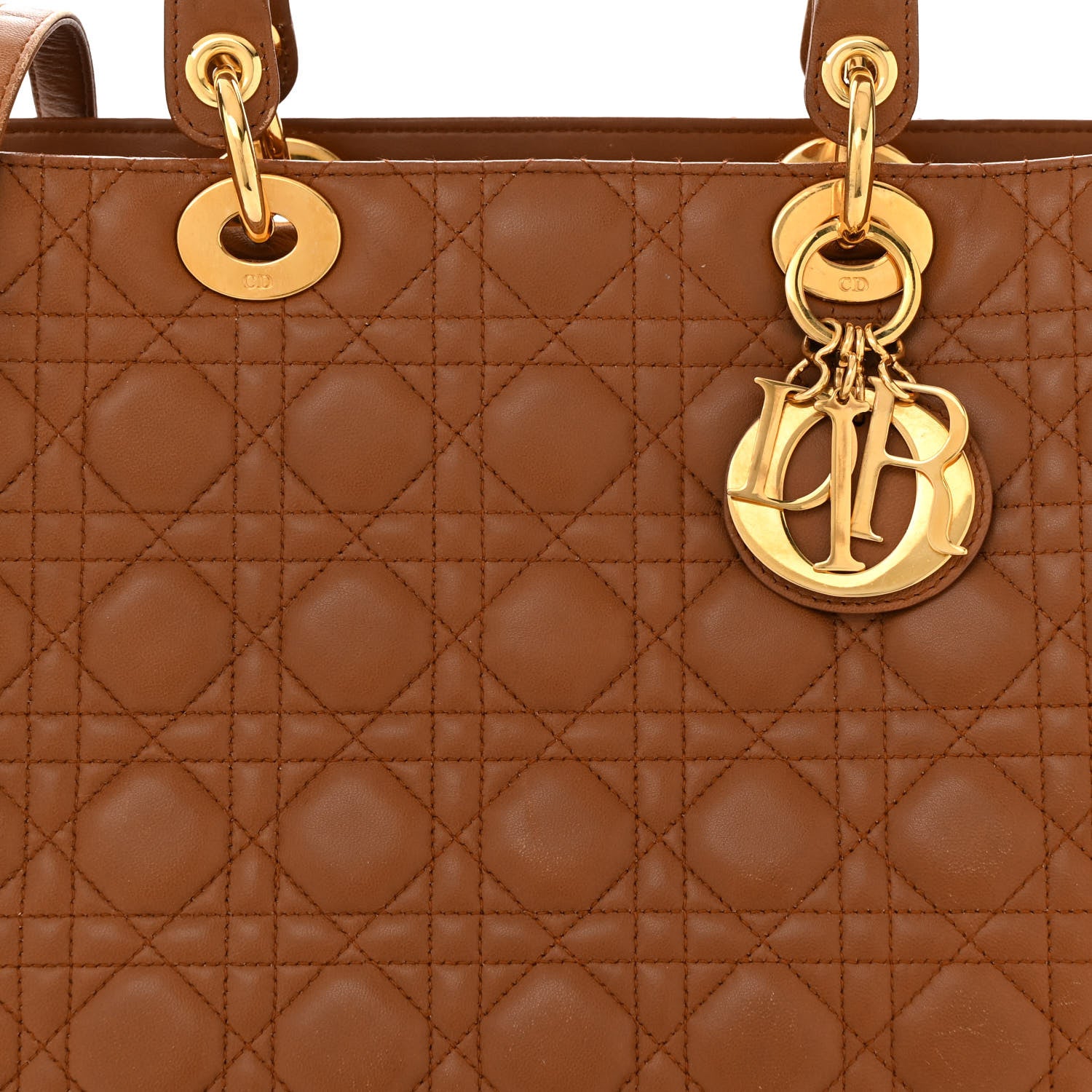 Christian Dior Lambskin Cannage Large Lady Dior Tan 8 of 15