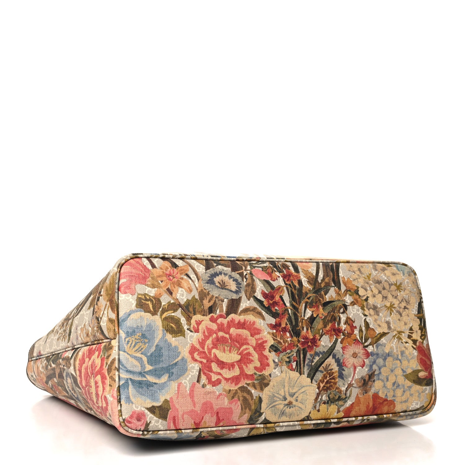 Gucci GG Supreme Monogram Water Flora Web Large Ophidia Tote Beige White Multicolor 5 of 12